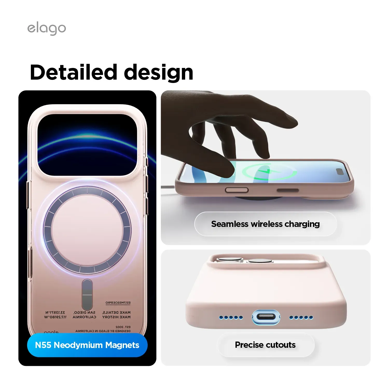 elago MagSafe-kompatibilis iPhone 17 Pro szilikontok - rózsaszín