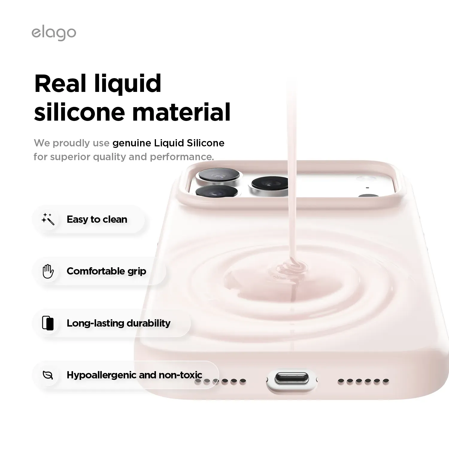 elago MagSafe-kompatibilis iPhone 17 Pro Max szilikontok - rózsaszín