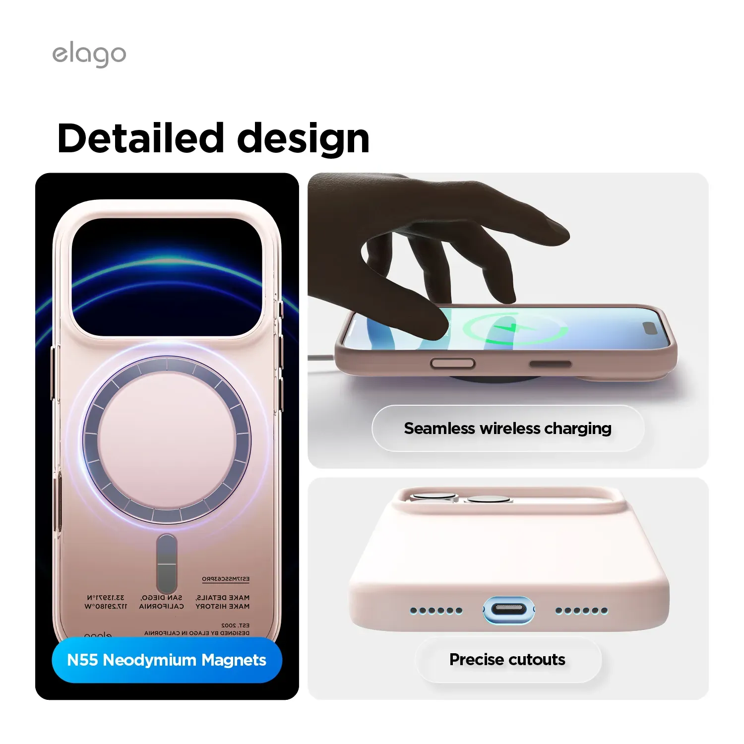 elago MagSafe-kompatibilis iPhone 17 Pro Max szilikontok - rózsaszín