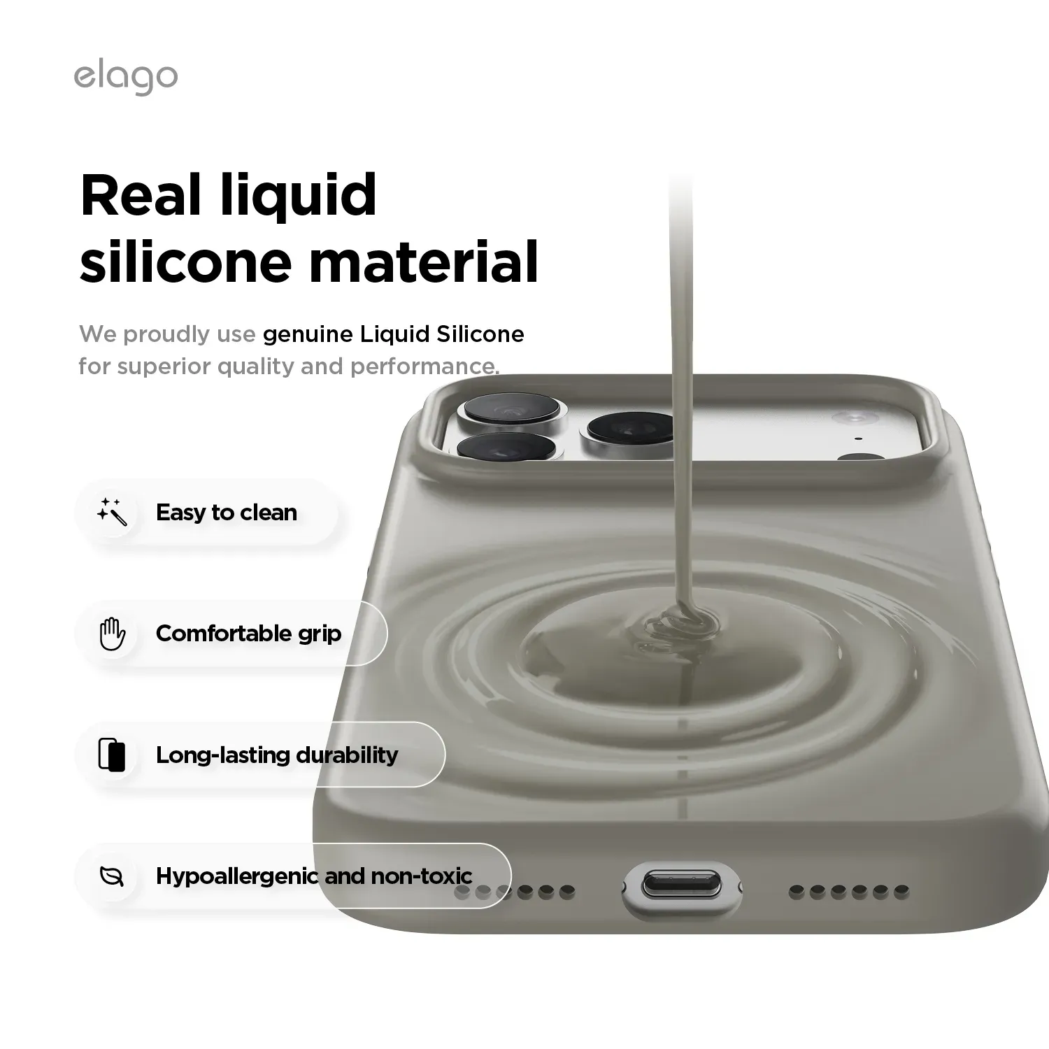 elago MagSafe-kompatibilis iPhone 17 Pro Max szilikontok - sötétszürke