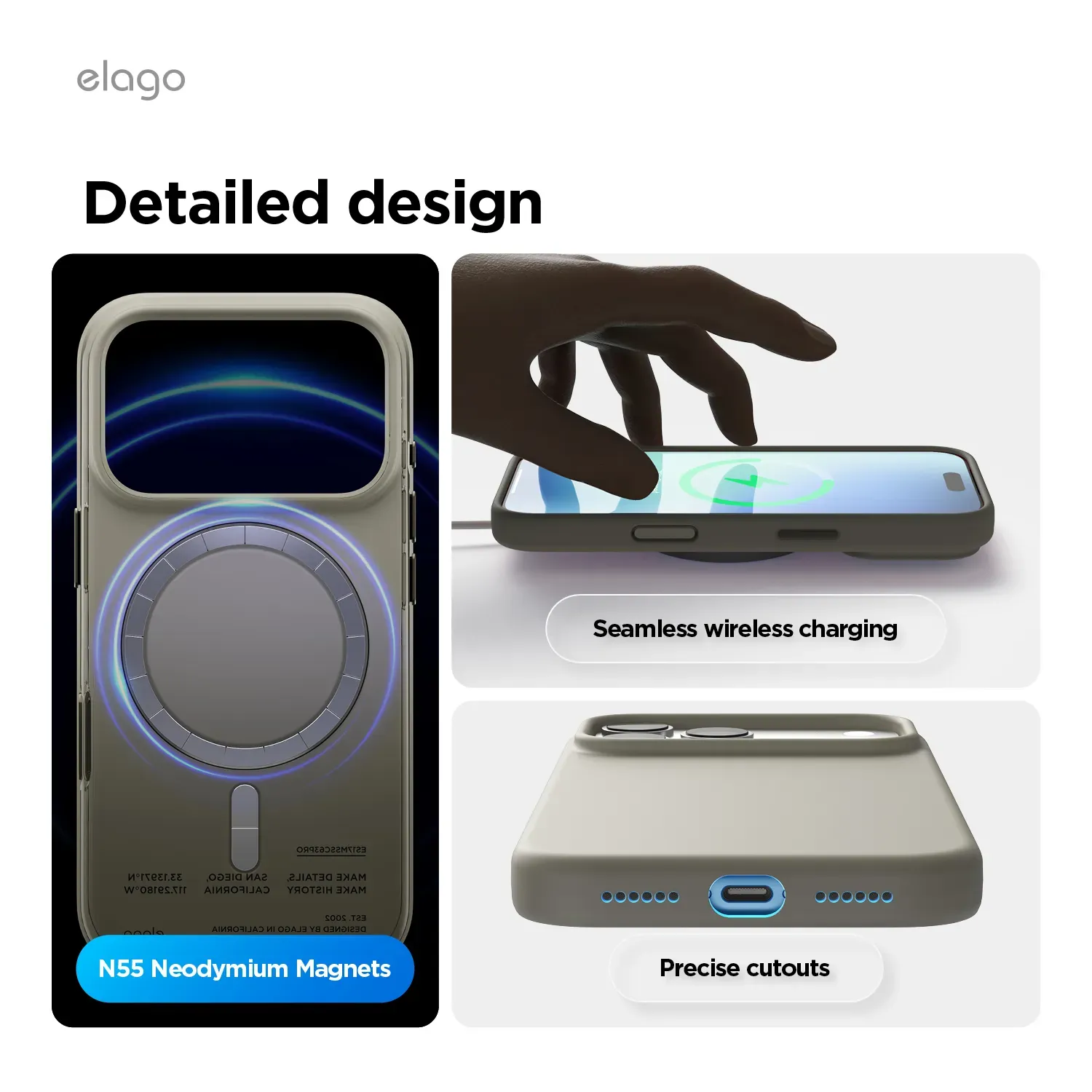 elago MagSafe-kompatibilis iPhone 17 Pro Max szilikontok - sötétszürke