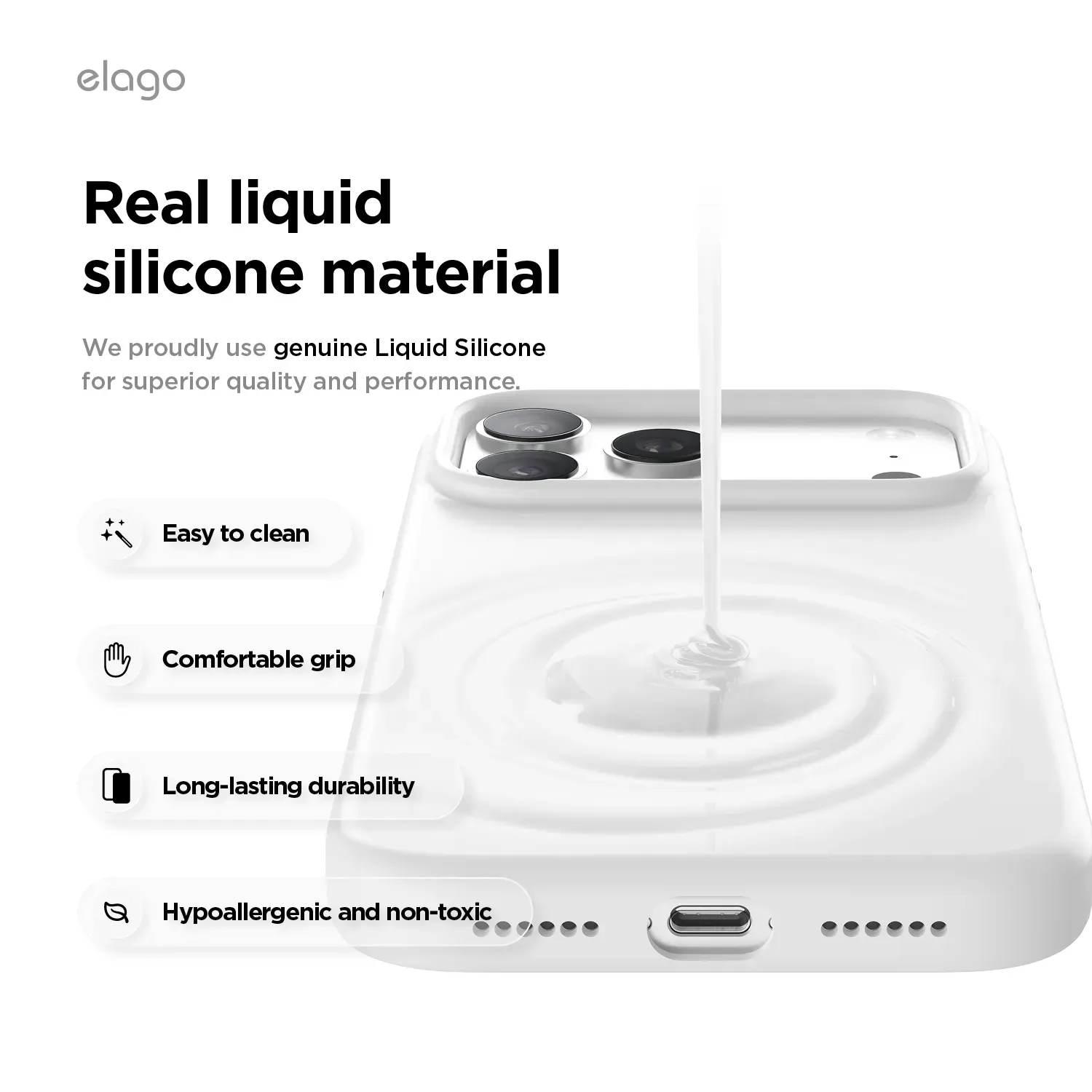 elago MagSafe-kompatibilis iPhone 17 Pro Max szilikontok - fehér