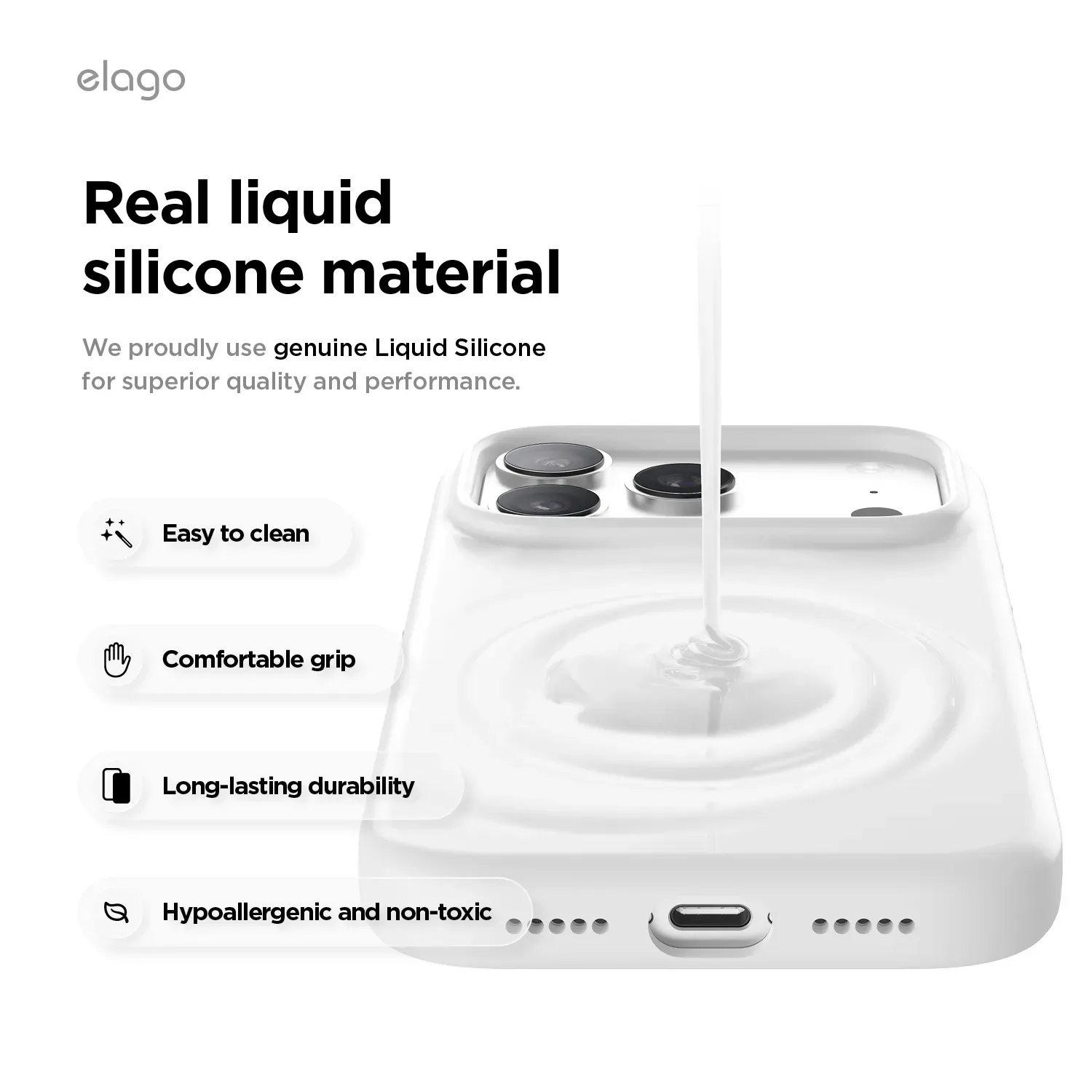 elago MagSafe-kompatibilis iPhone 17 Pro szilikontok - fehér