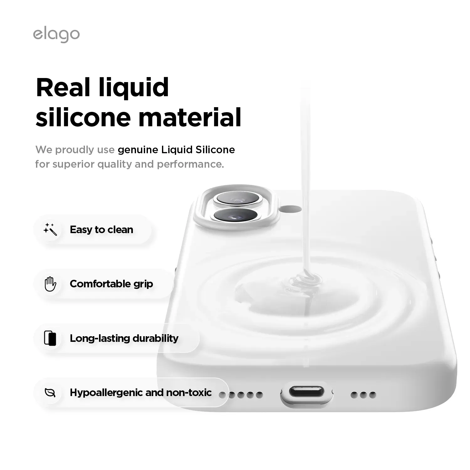 elago MagSafe-kompatibilis iPhone 17 szilikontok - fehér