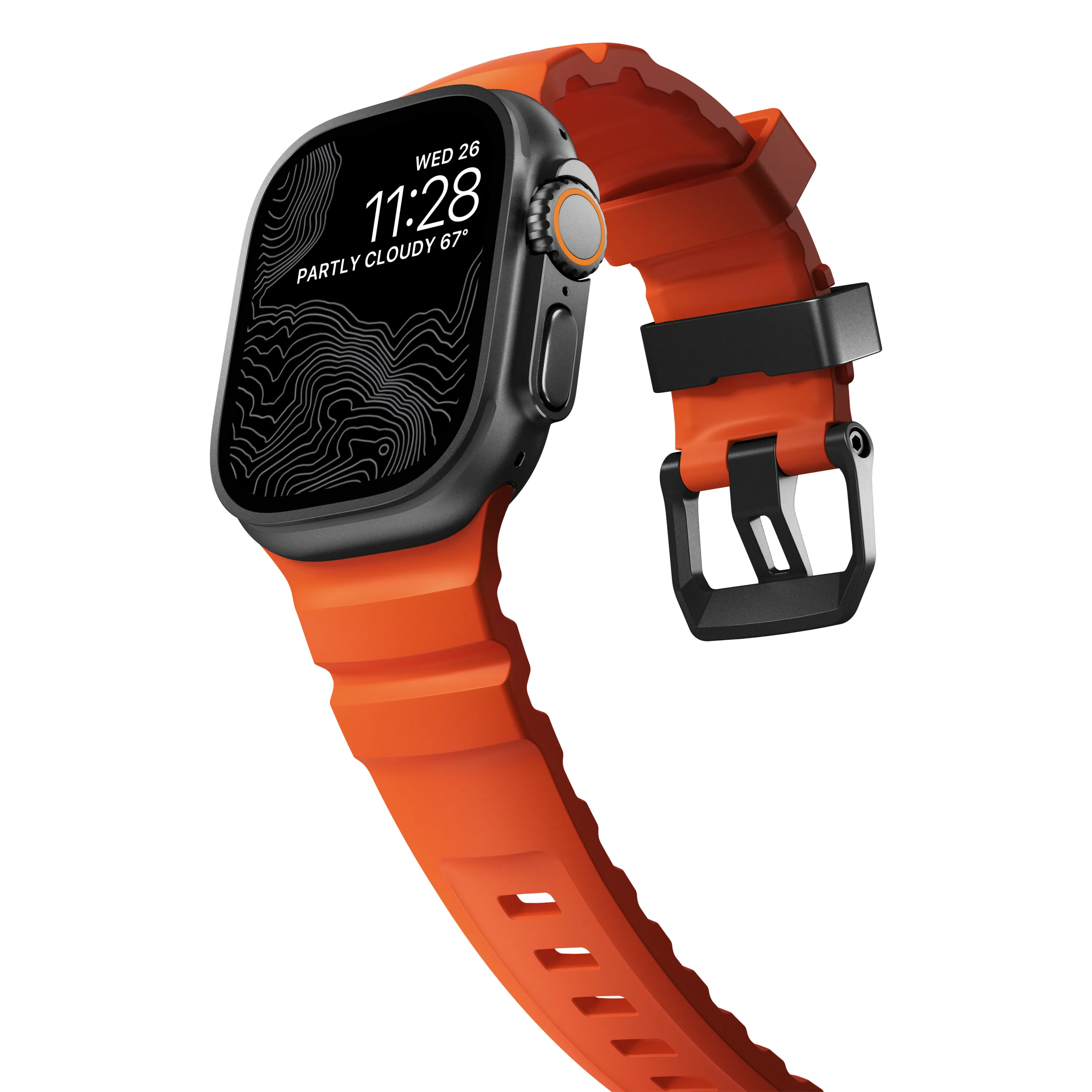 NOMAD Rocky Point Apple Watch 44/45/46/49mm gumi sportszíj fekete csattal - magma