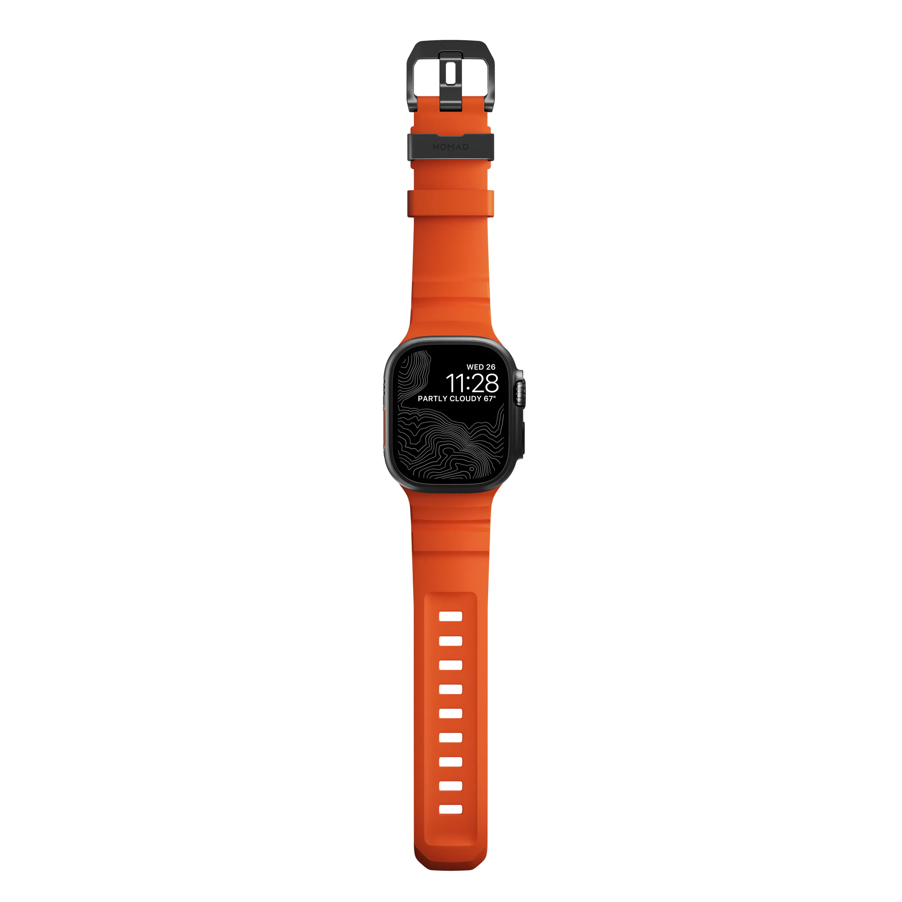 NOMAD Rocky Point Apple Watch 44/45/46/49mm gumi sportszíj fekete csattal - magma