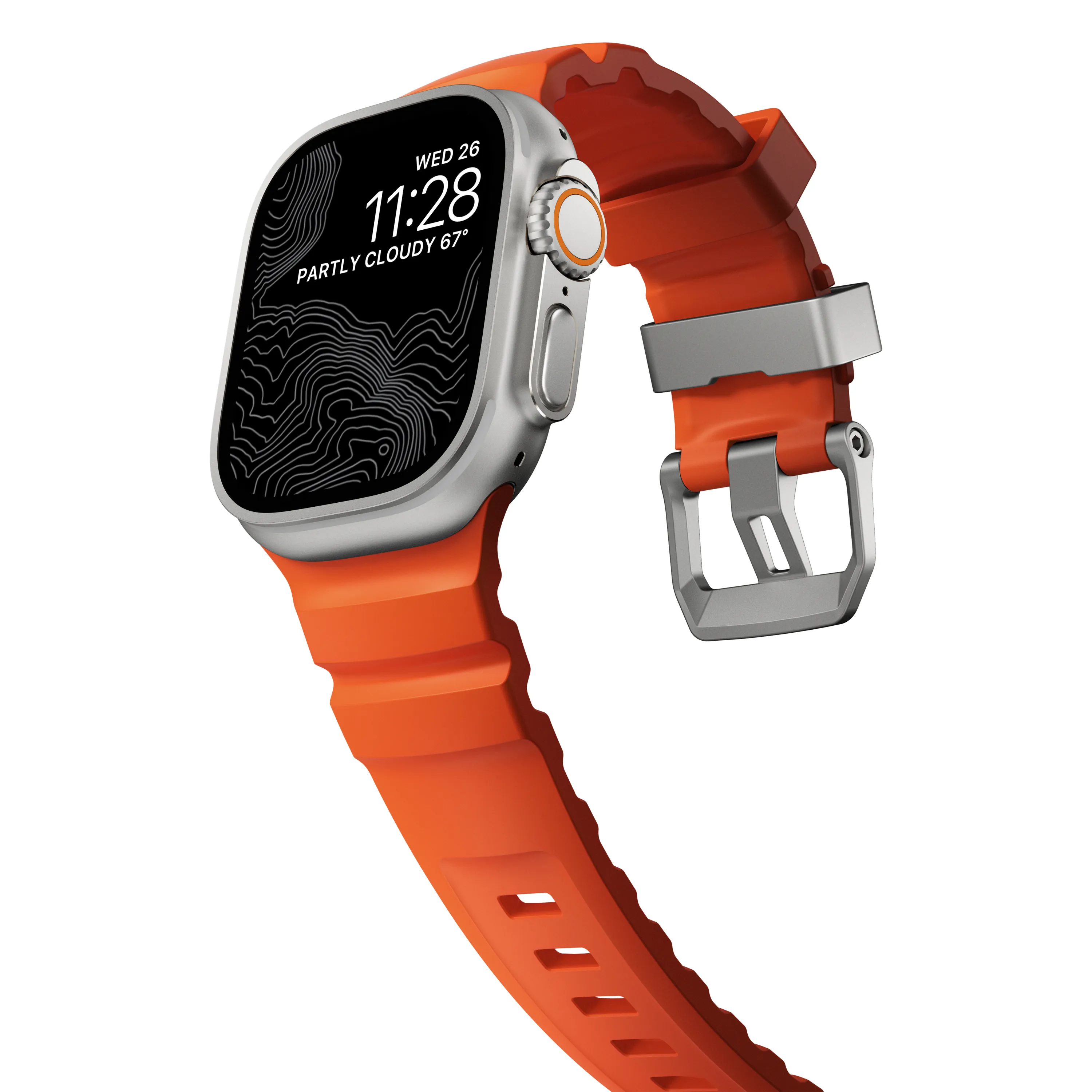 NOMAD Rocky Point Apple Watch 44/45/46/49mm gumi sportszíj natúr csattal - magma