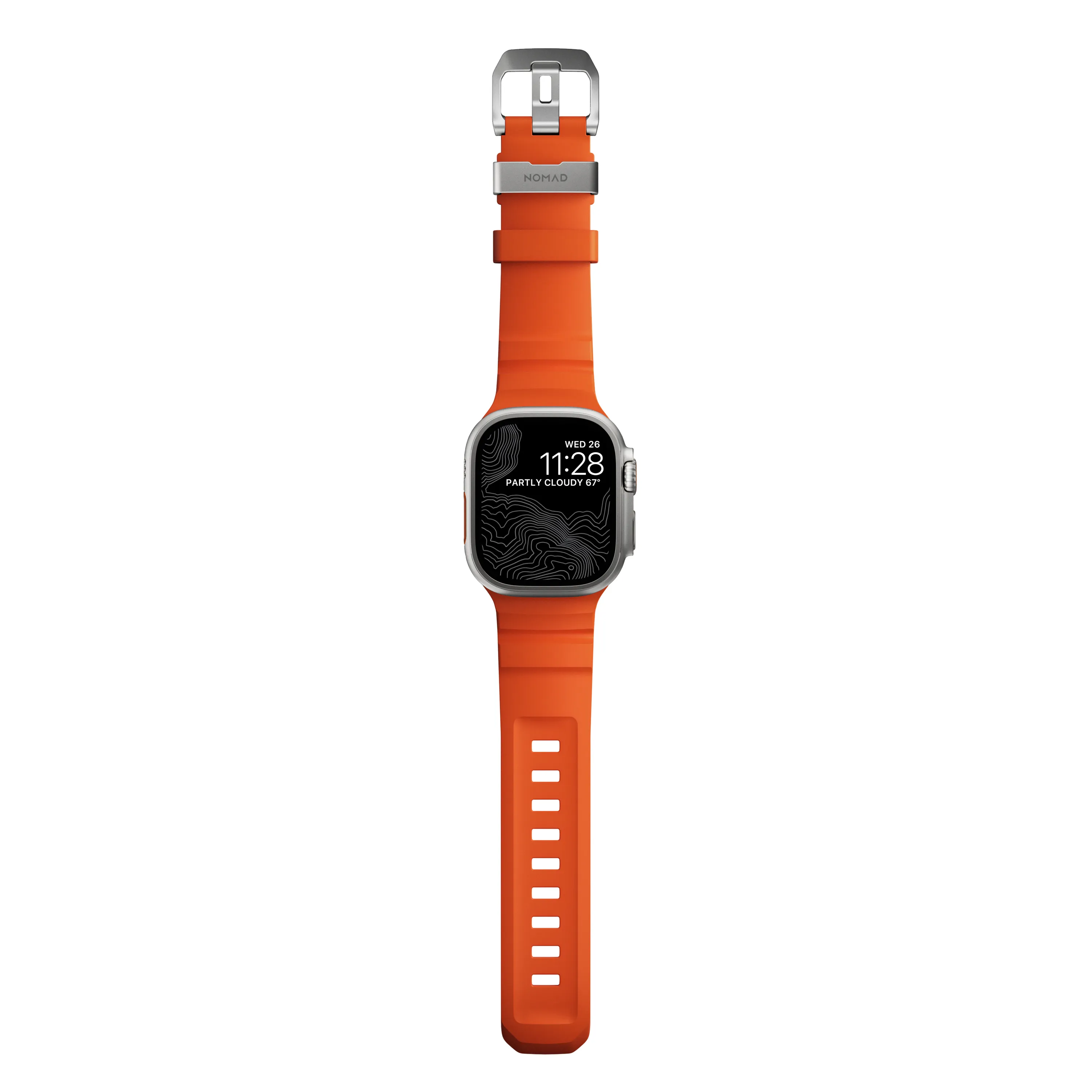 NOMAD Rocky Point Apple Watch 44/45/46/49mm gumi sportszíj natúr csattal - magma