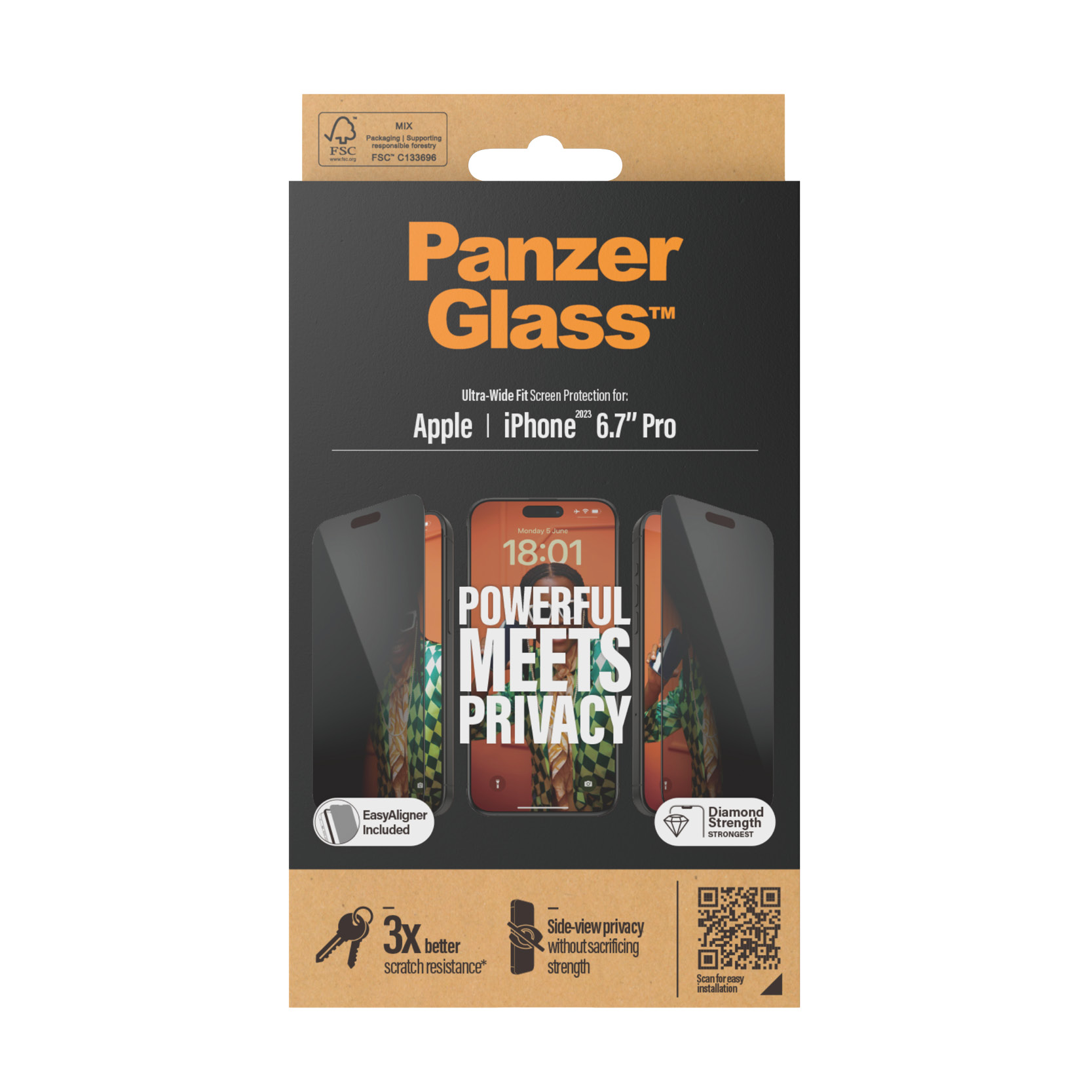PANZER GLASS Ultra-Wide Fit iPhone 15 Pro Max kijelzővédő üvegfólia - Betekintés gátló