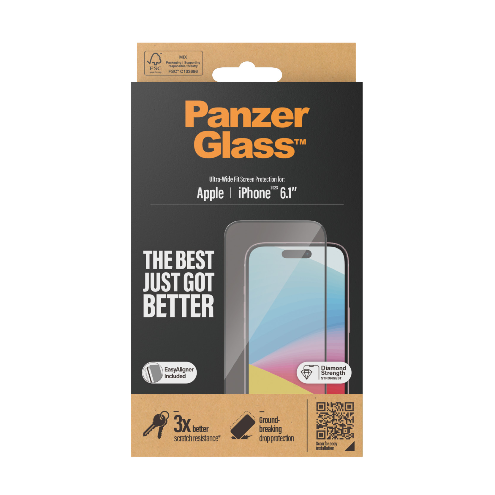 PANZER GLASS Ultra-Wide Fit iPhone 15 kijelzővédő üvegfólia applikátorral