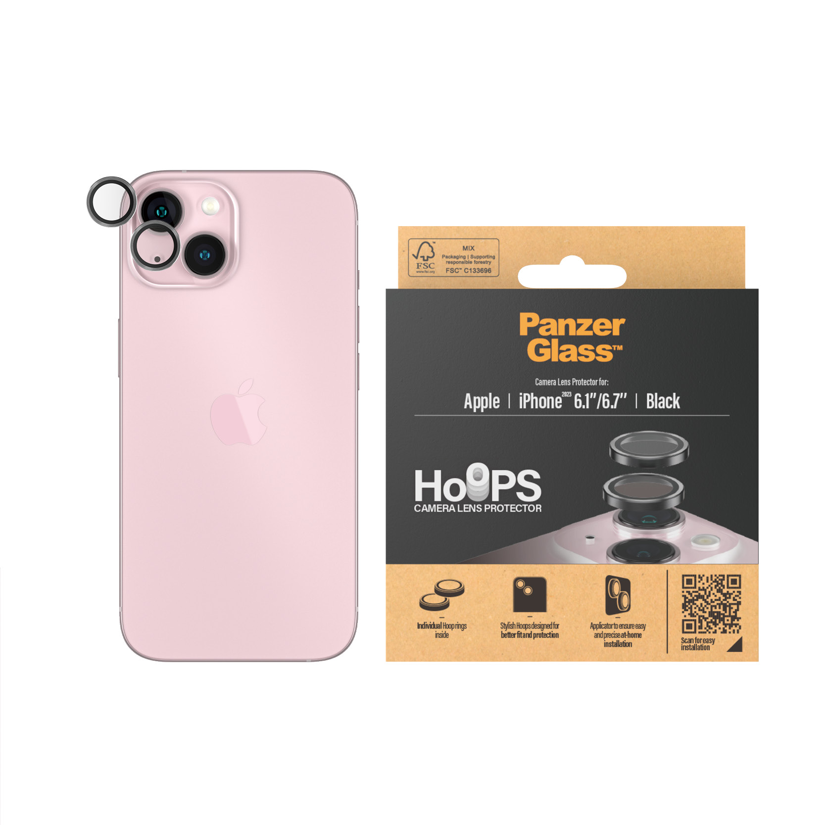 PANZER GLASS Hoops kameralencse-védő iPhone 15 és iPhone 15 Plus modellre