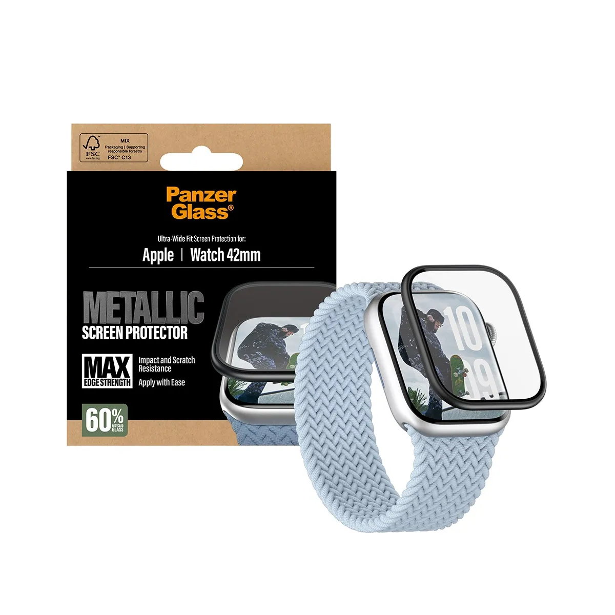 PANZERGLASS Metal Frame Apple Watch 42mm védőtok - fekete
