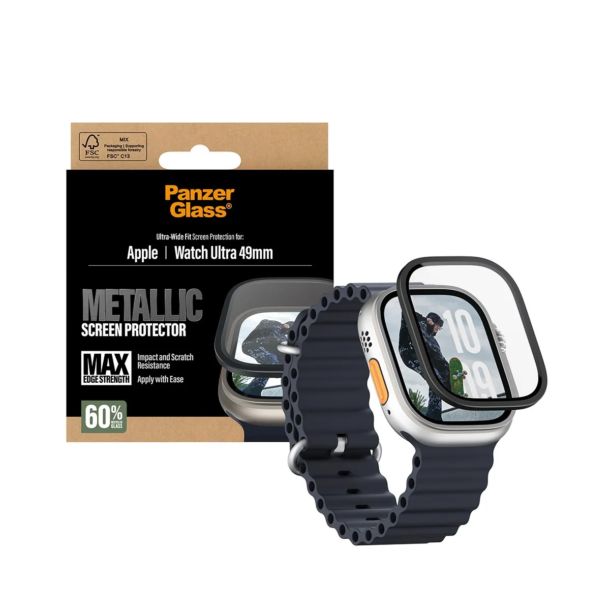 PANZERGLASS Metal Frame Apple Watch 49mm védőtok - fekete
