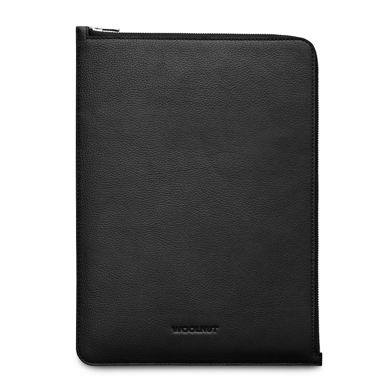 WOOLNUT MacBook 13 és 14" cipzáros bőrtok - fekete