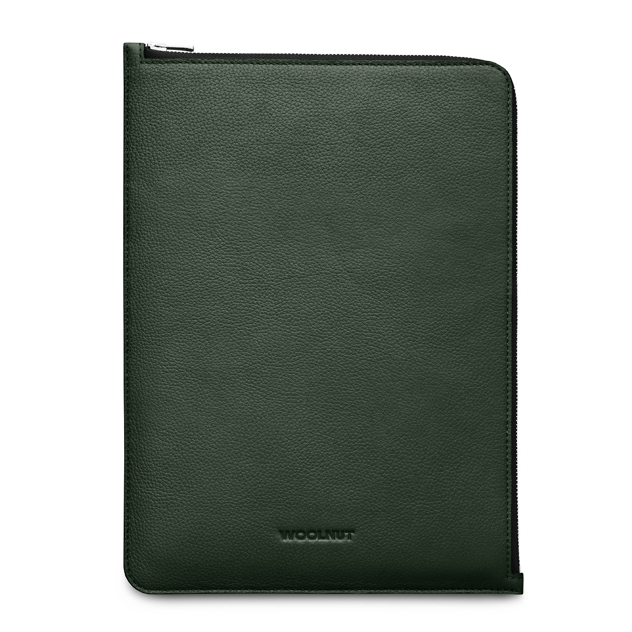 WOOLNUT MacBook 13 és 14" cipzáros bőrtok - sötétzöld