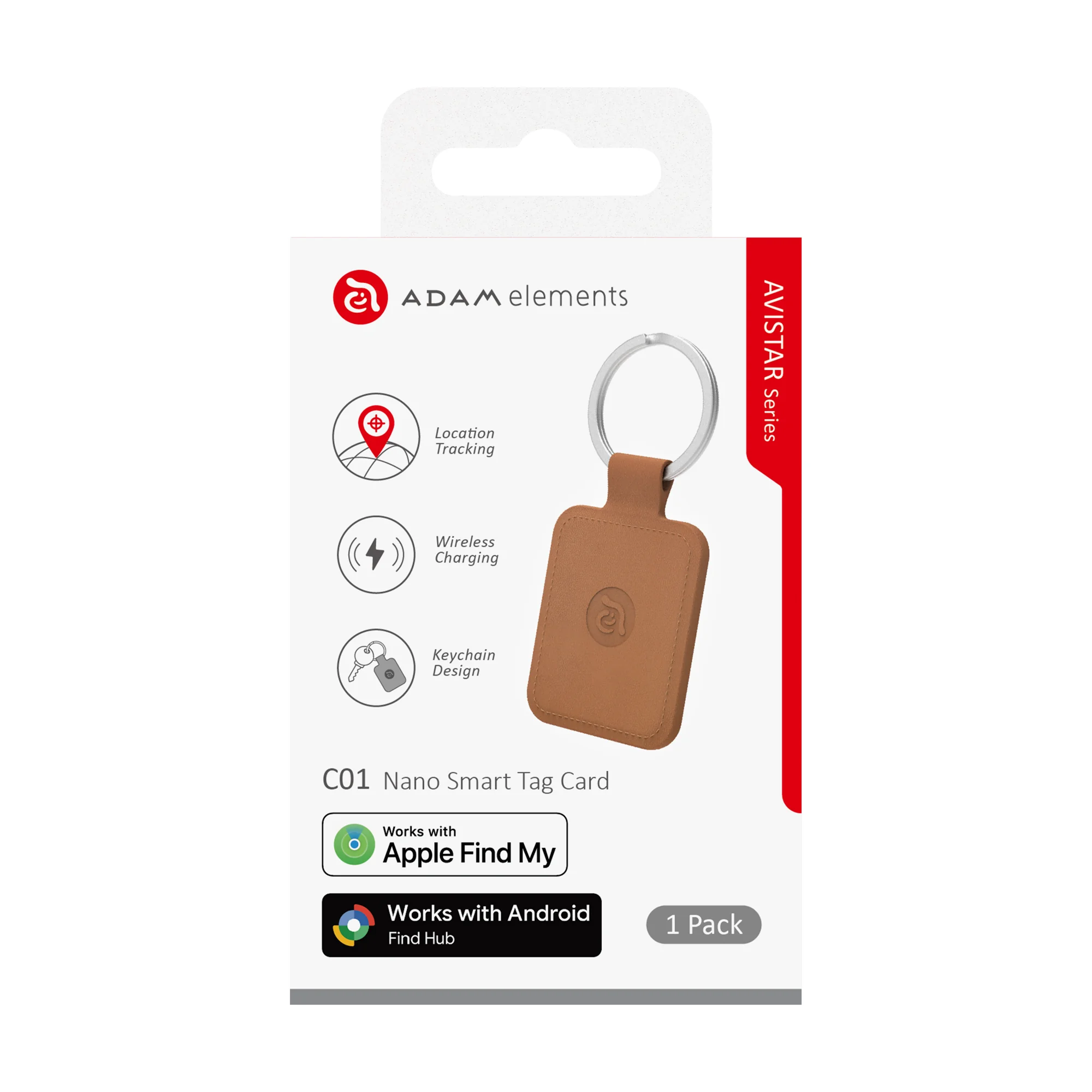 ADAM elements AVISTAR C01 Nano nyomkövető kártya (Apple Find My & Google Find Hub) - barna
