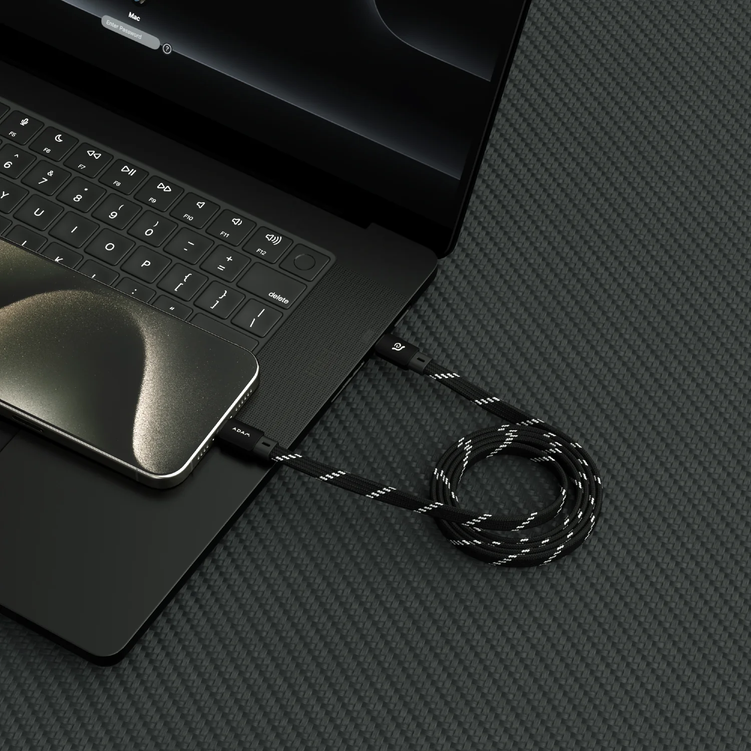 ADAM elements MF100 USB-C – USB-C 60W mágneses laposkábel (töltőkábel) - fekete