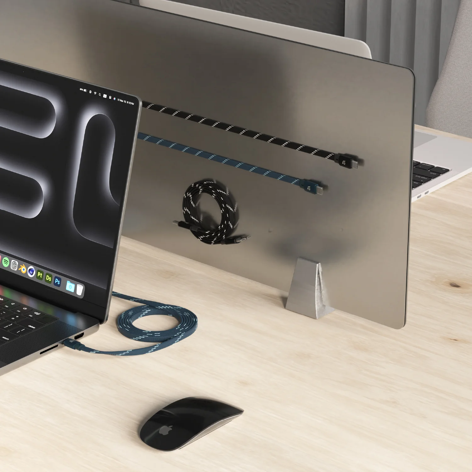 ADAM elements MF100 USB-C – USB-C 60W mágneses laposkábel (töltőkábel) - kék