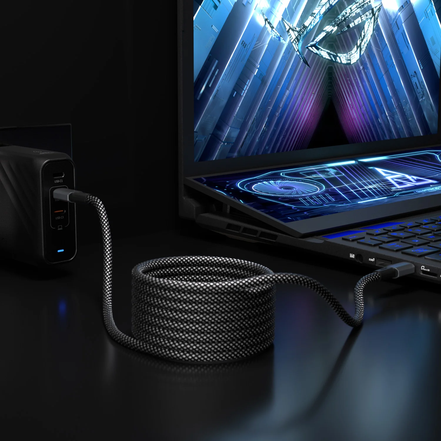 ADAM elements MP200 USB-C – USB-C 240W mágneses töltőkábel - fekete