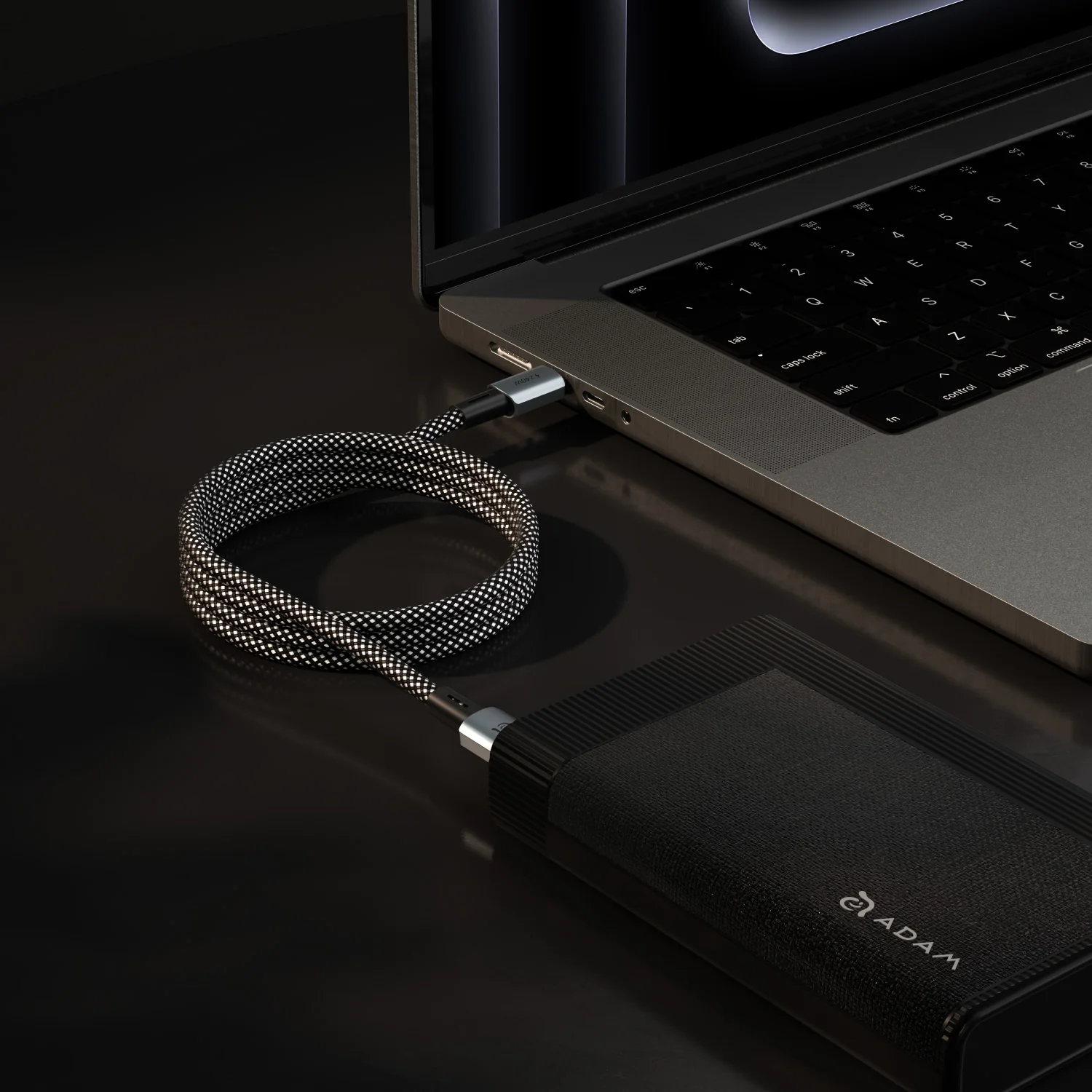 ADAM elements MP200 USB-C – USB-C 240W mágneses töltőkábel - fekete