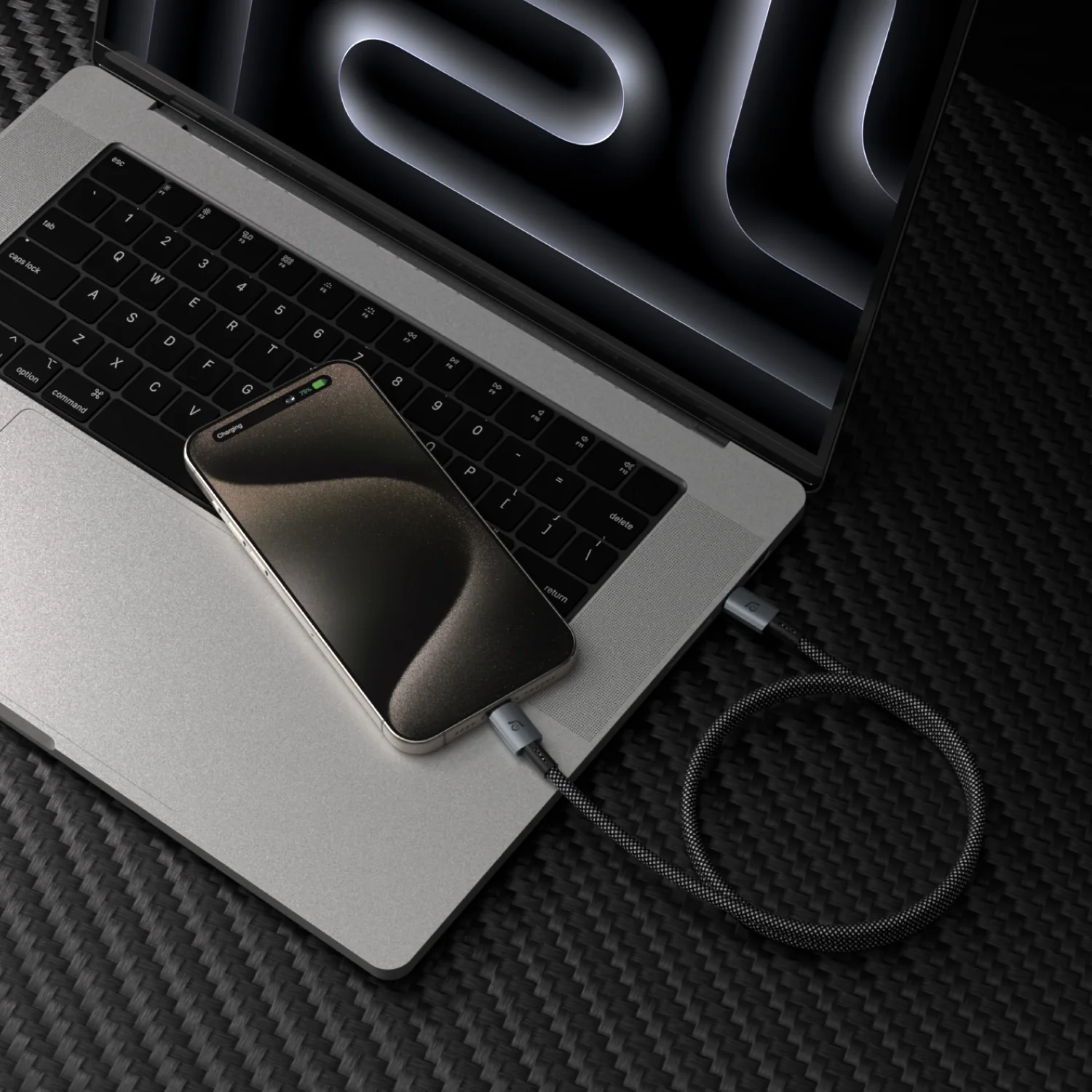 ADAM elements MP200 USB-C – USB-C 240W mágneses töltőkábel - fekete