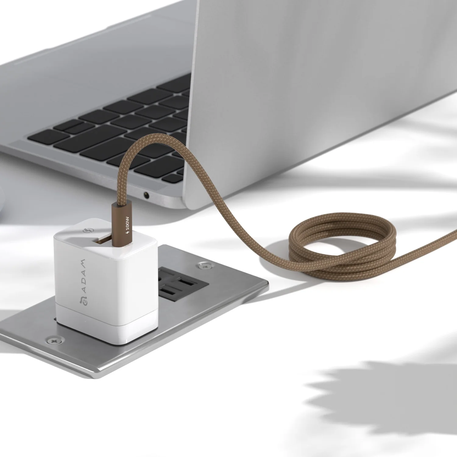 ADAM elements iLinio E100 USB-C mágneses töltőkábel, 100W, 100 cm - barna