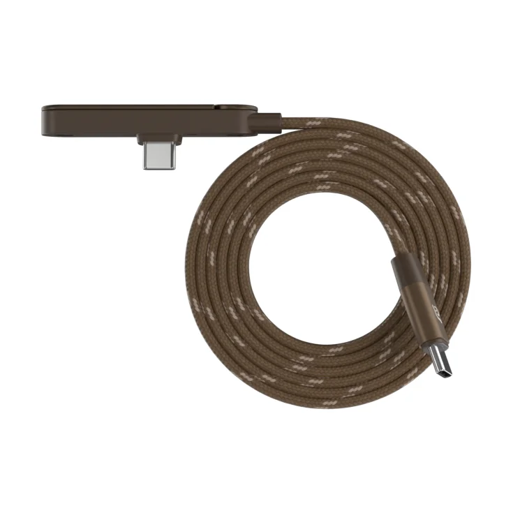 ADAM elements iLinio FS120 USB-C mágneses töltőkábel állvánnyal, 100W, 120 cm - barna