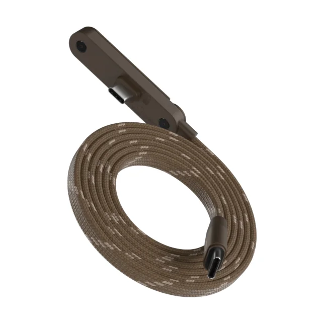 ADAM elements iLinio FS120 USB-C mágneses töltőkábel állvánnyal, 100W, 120 cm - barna