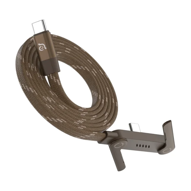ADAM elements iLinio FS120 USB-C mágneses töltőkábel állvánnyal, 100W, 120 cm - barna
