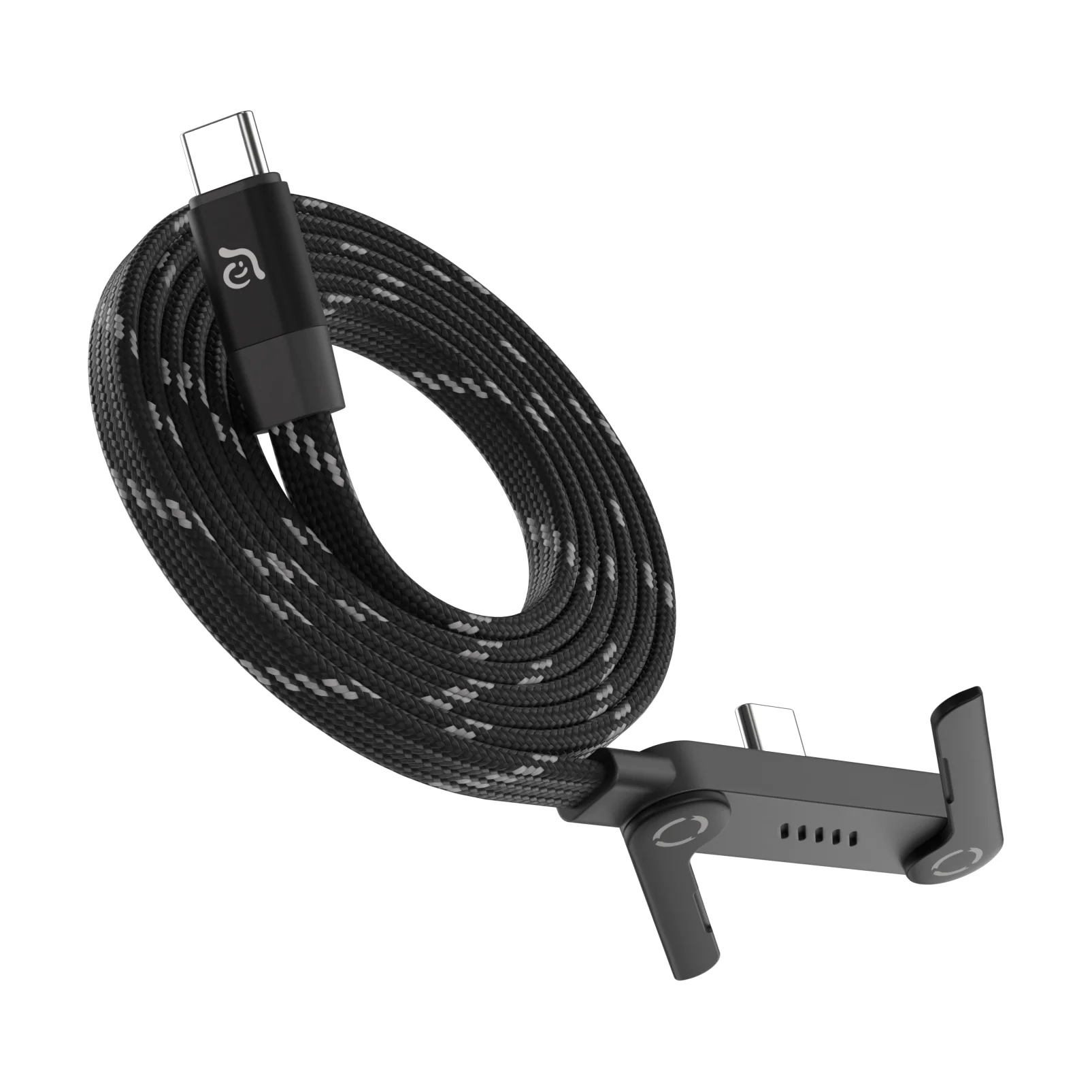 ADAM elements iLinio FS120 USB-C mágneses töltőkábel állvánnyal, 100W, 120 cm - fekete