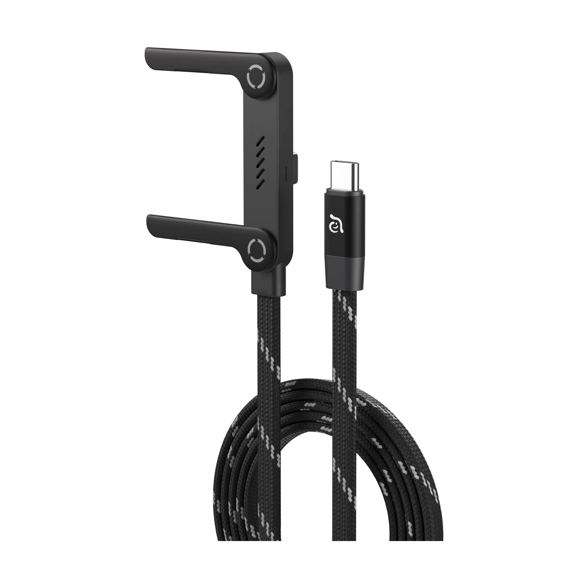 ADAM elements iLinio FS120 USB-C mágneses töltőkábel állvánnyal, 100W, 120 cm - fekete
