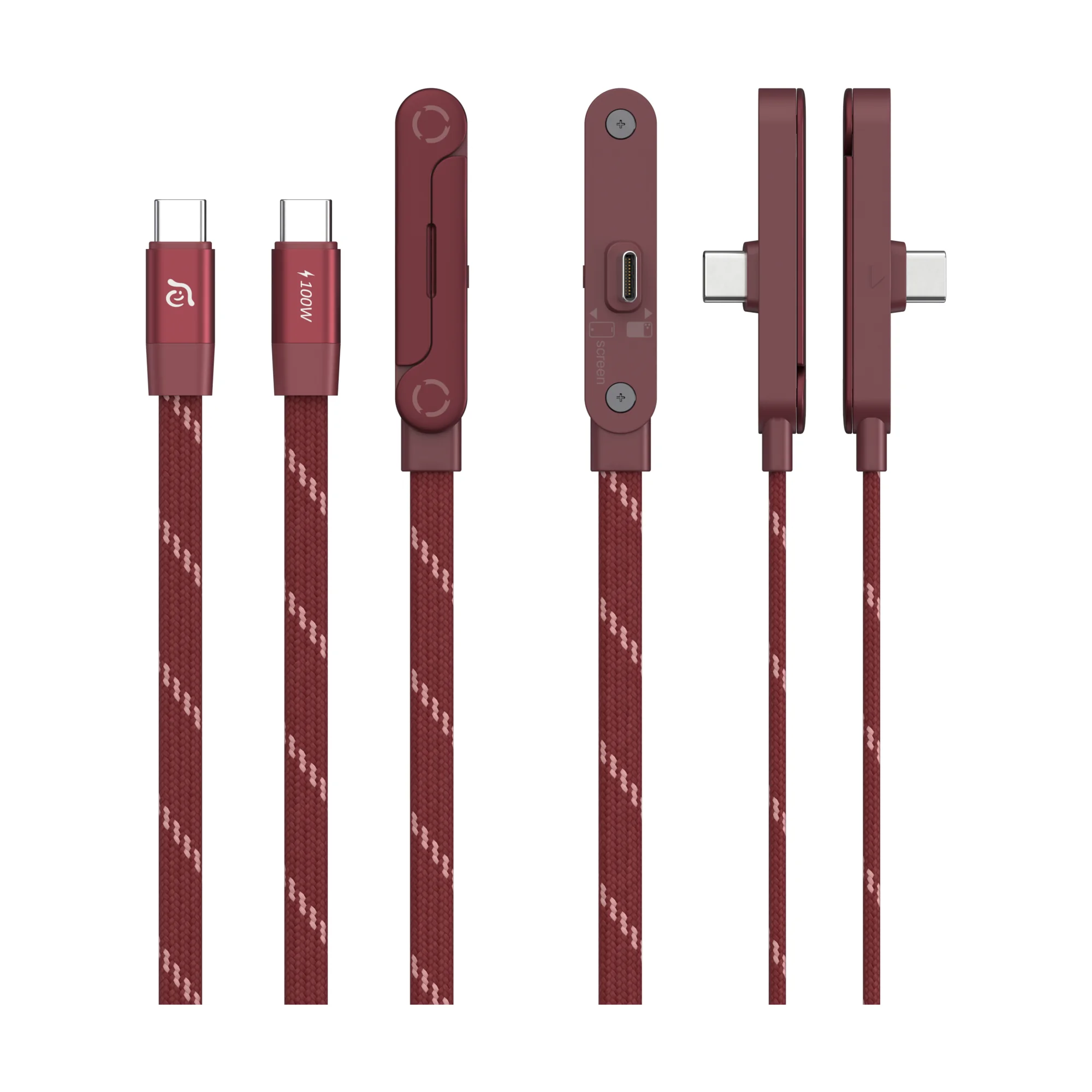ADAM elements iLinio FS120 USB-C mágneses töltőkábel állvánnyal, 100W, 120 cm - piros