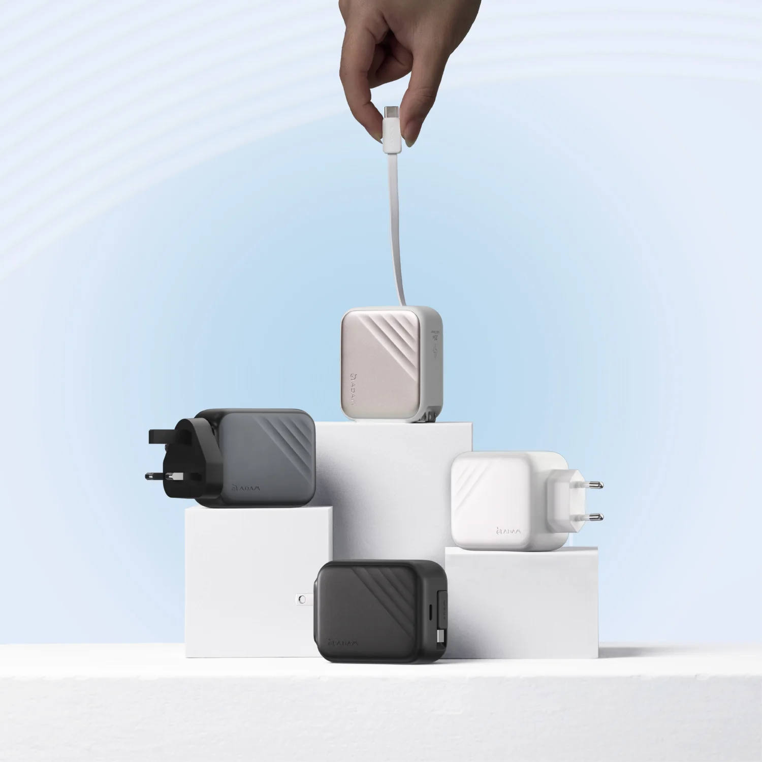 ADAM elements OMNIA L35 35W GaN hálózati töltő beépített USB-C kábellel - szürke