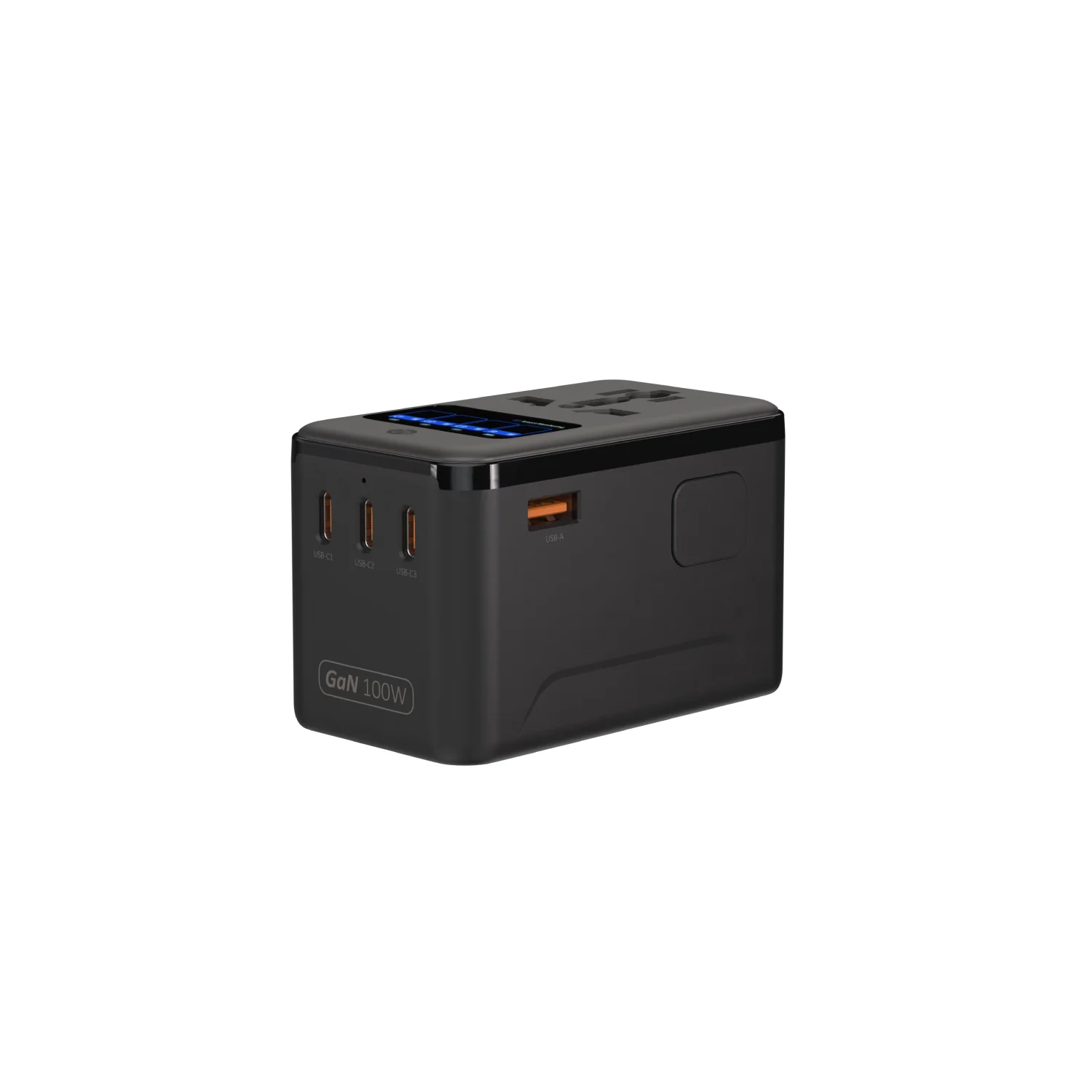 ADAM elements T100D 100W univerzális hálózati utazó adapter kijelzővel - szürke