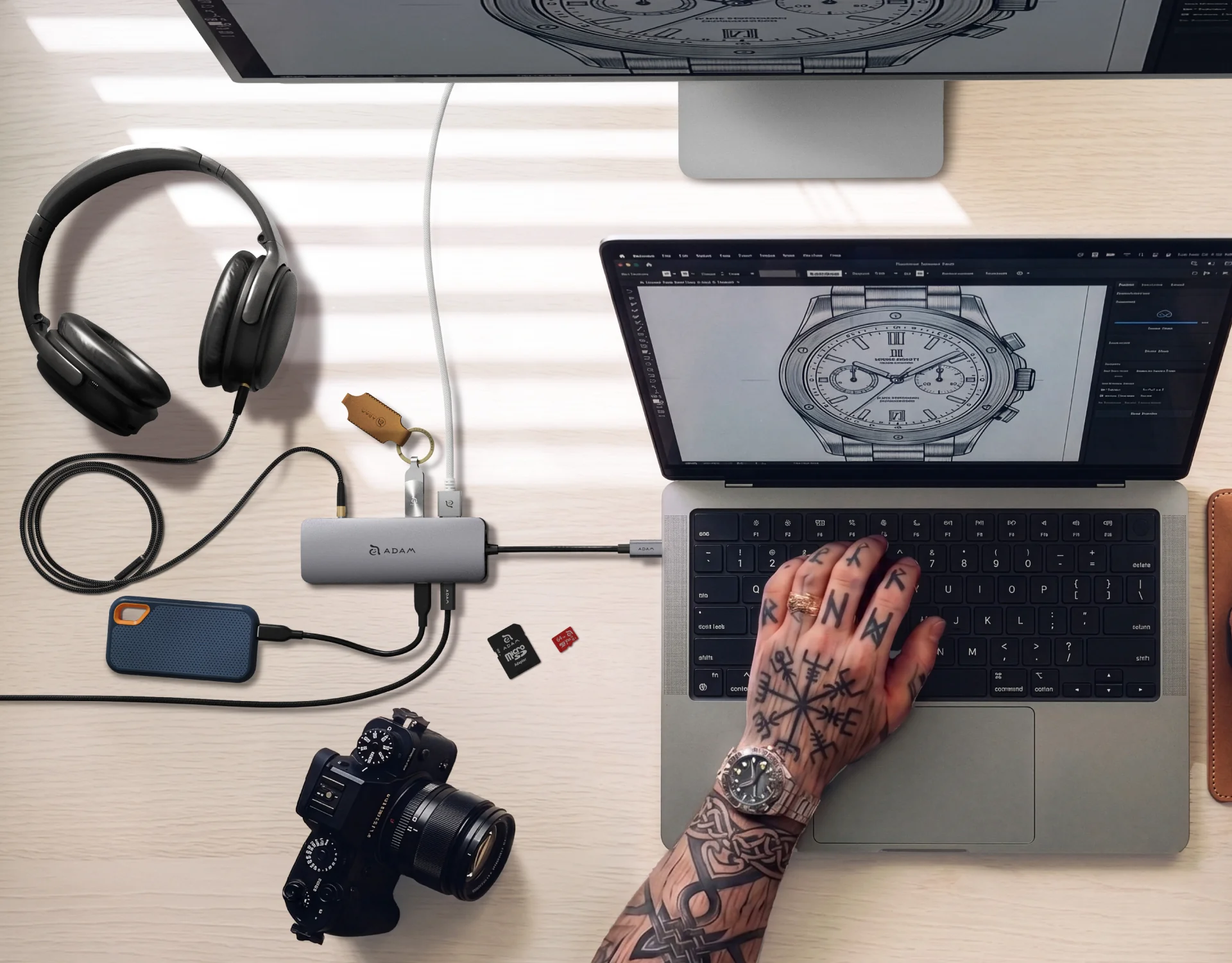 ADAM elements Hub SE10 USB-C 10-in-1 multifunkciós hub - szürke