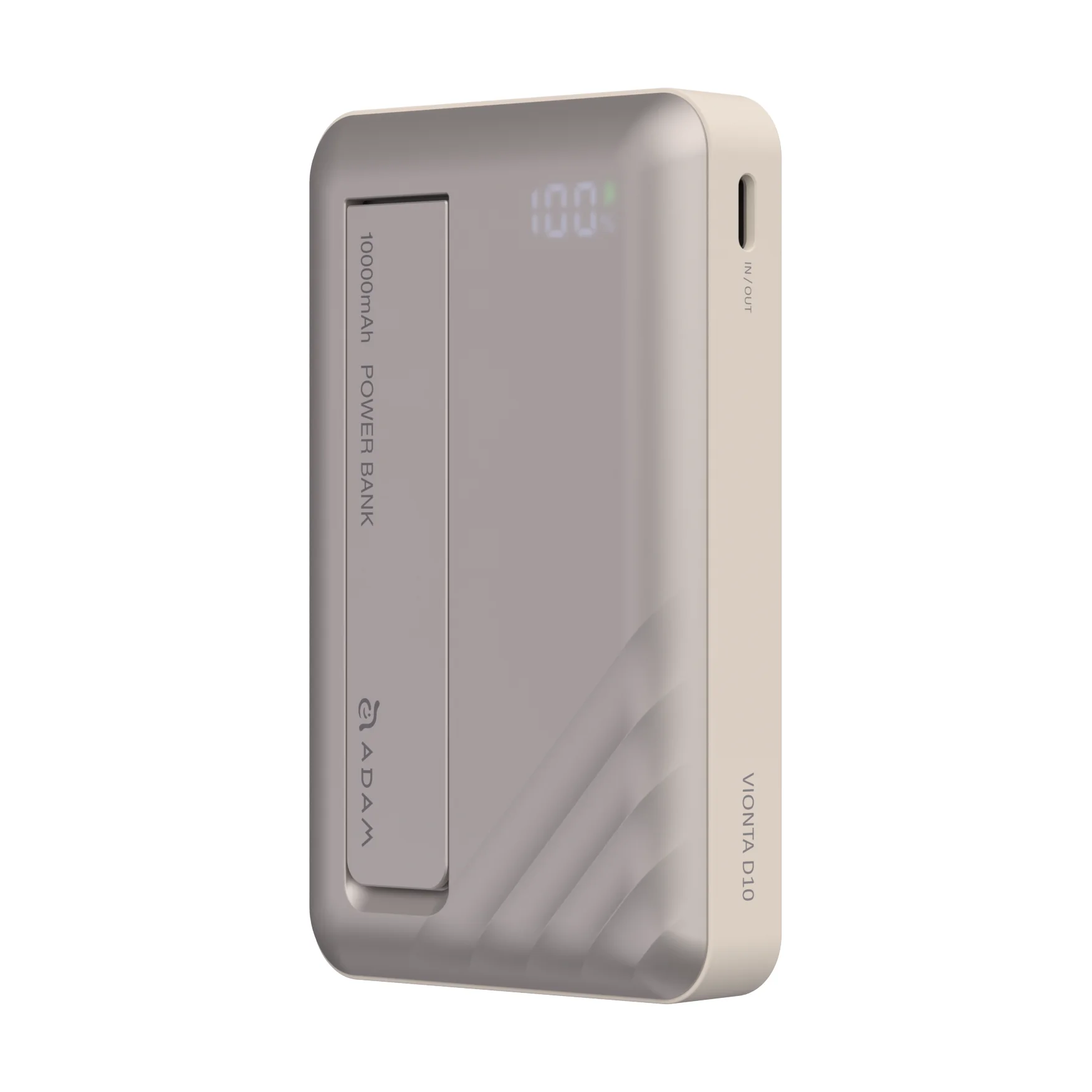 ADAM elements VIONTA D10 Qi2 solid state-akkumulátoros powerbank támasztóval, 10000mAh - tejeskávé