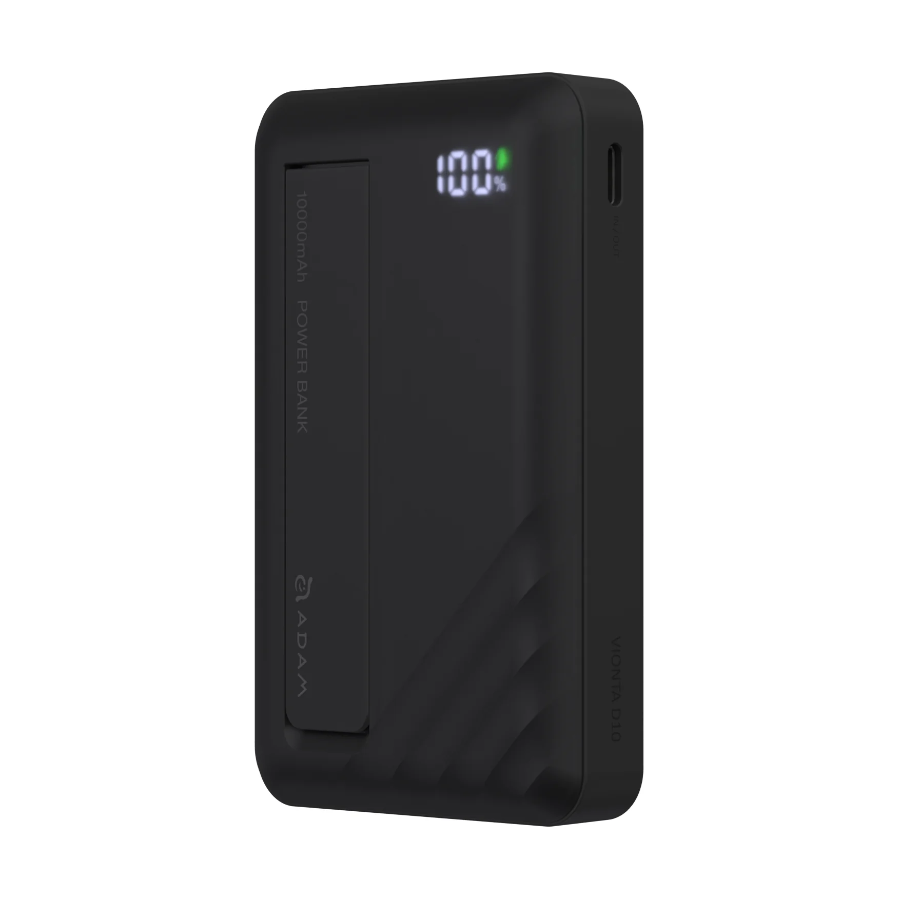 ADAM elements VIONTA D10 Qi2 solid state-akkumulátoros powerbank támasztóval, 10000mAh - fekete