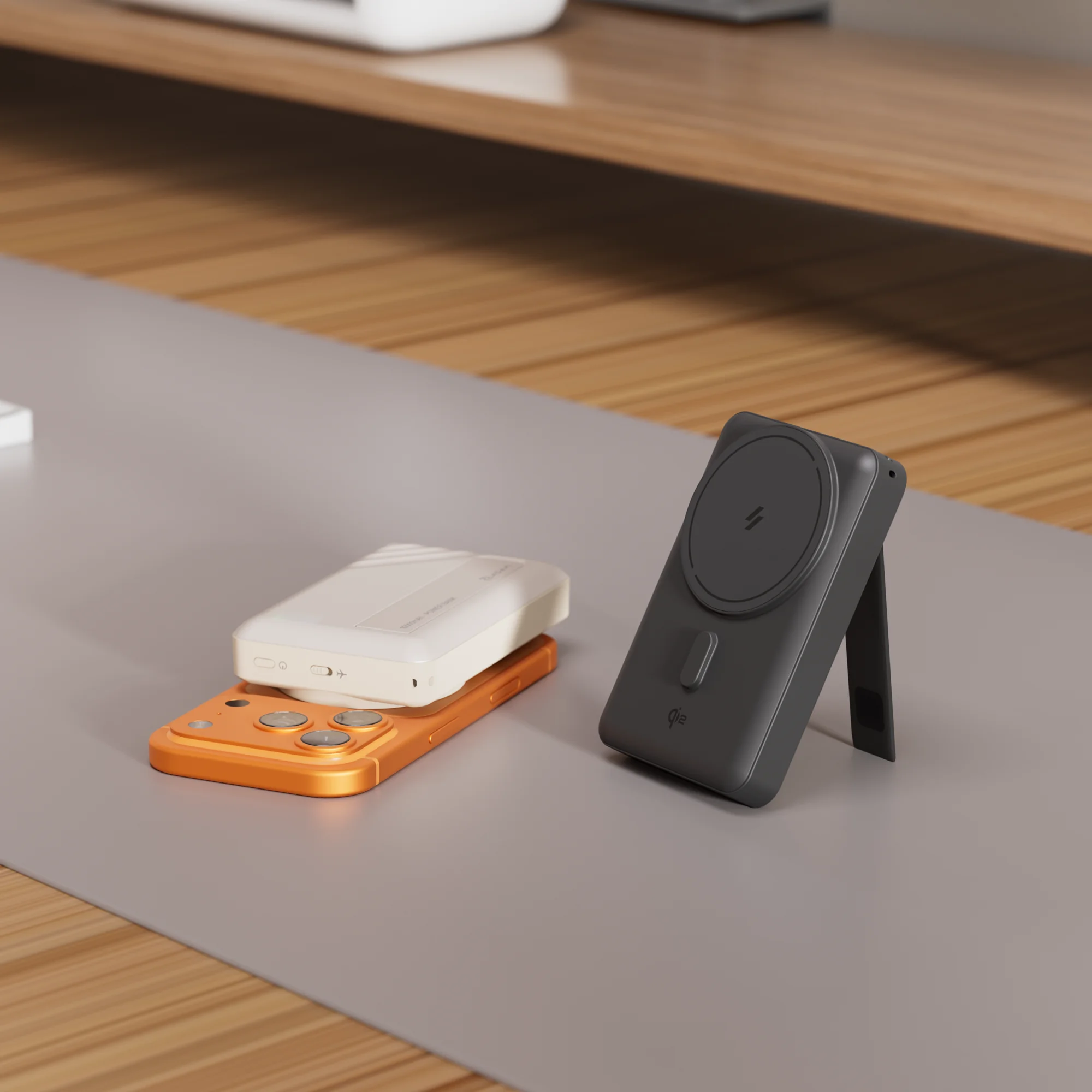 ADAM elements VIONTA D10 Qi2 solid state-akkumulátoros powerbank támasztóval, 10000mAh - fekete