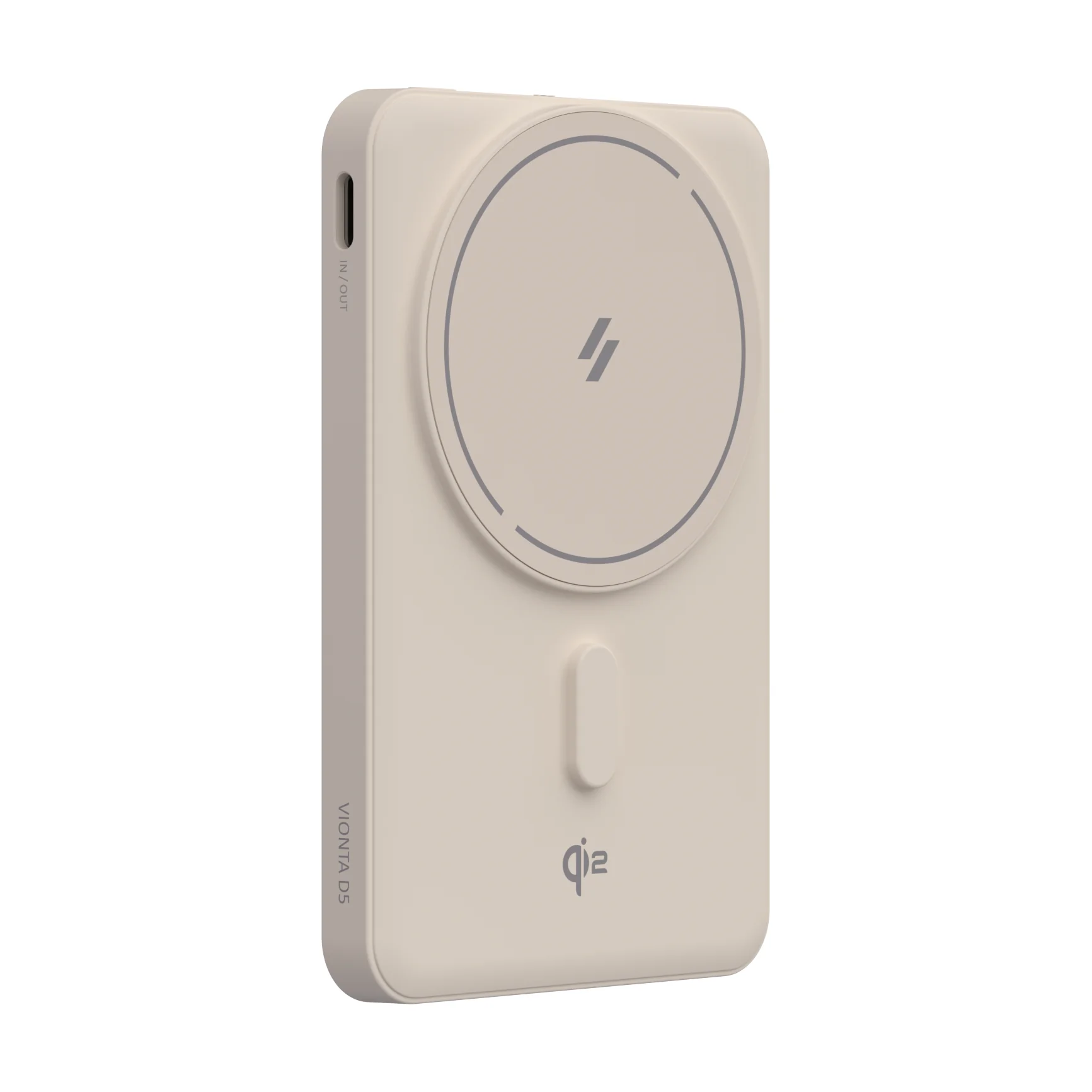 ADAM elements VIONTA D5 Qi2 solid state-akkumulátoros powerbank támasztóval, 5000mAh - tejeskávé