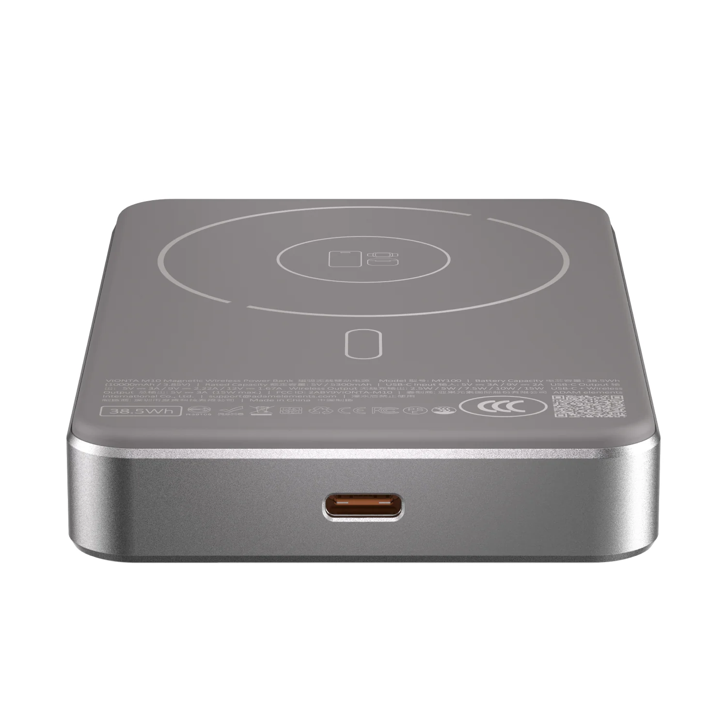 ADAM elements VIONTA M10 10 000 mAh mágneses vezeték nélküli powerbank - fehér