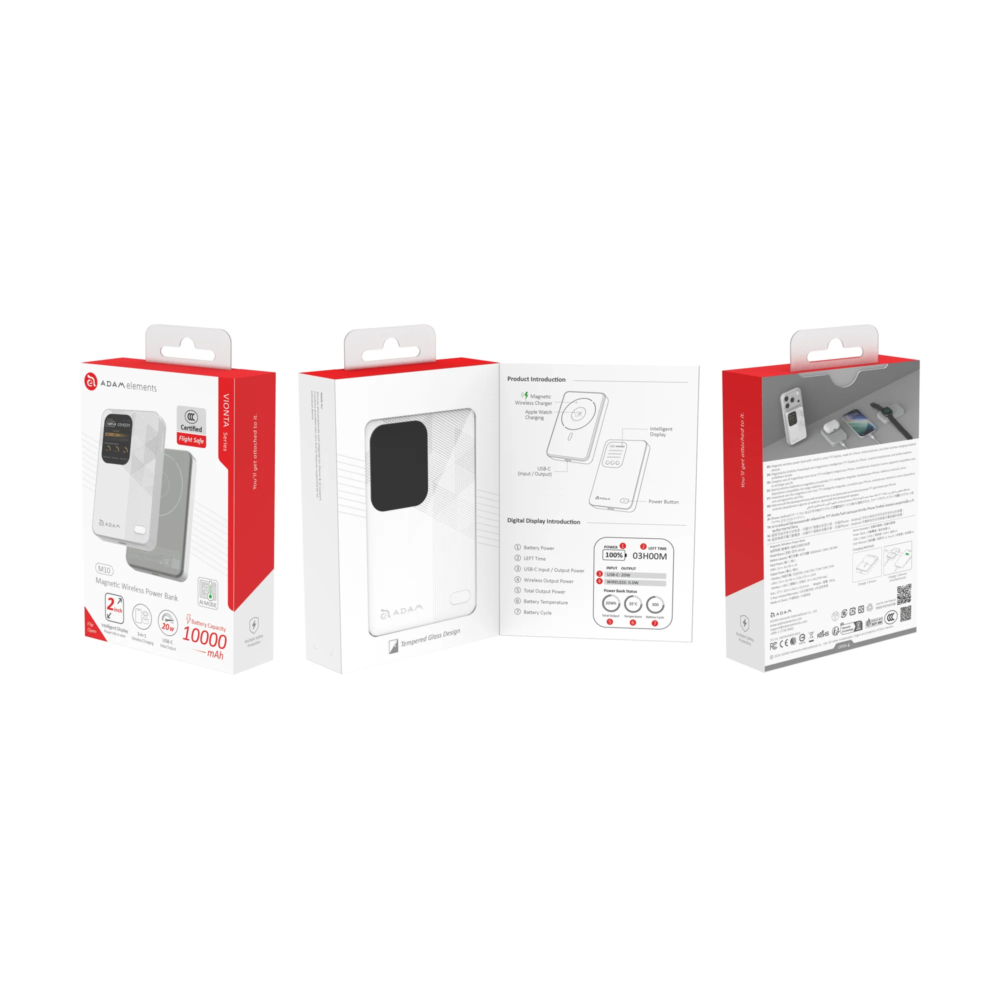 ADAM elements VIONTA M10 10 000 mAh mágneses vezeték nélküli powerbank - fehér