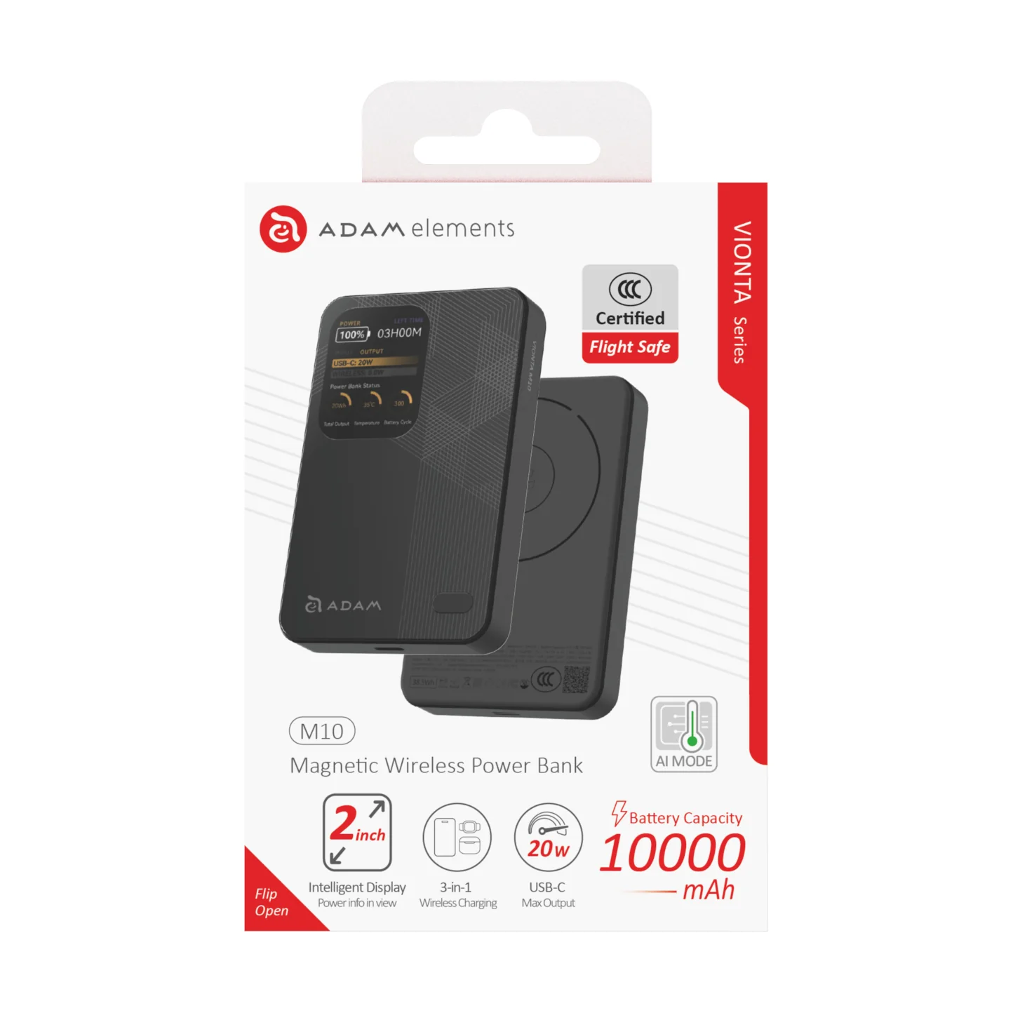 ADAM elements VIONTA M10 10 000 mAh mágneses vezeték nélküli powerbank - fekete