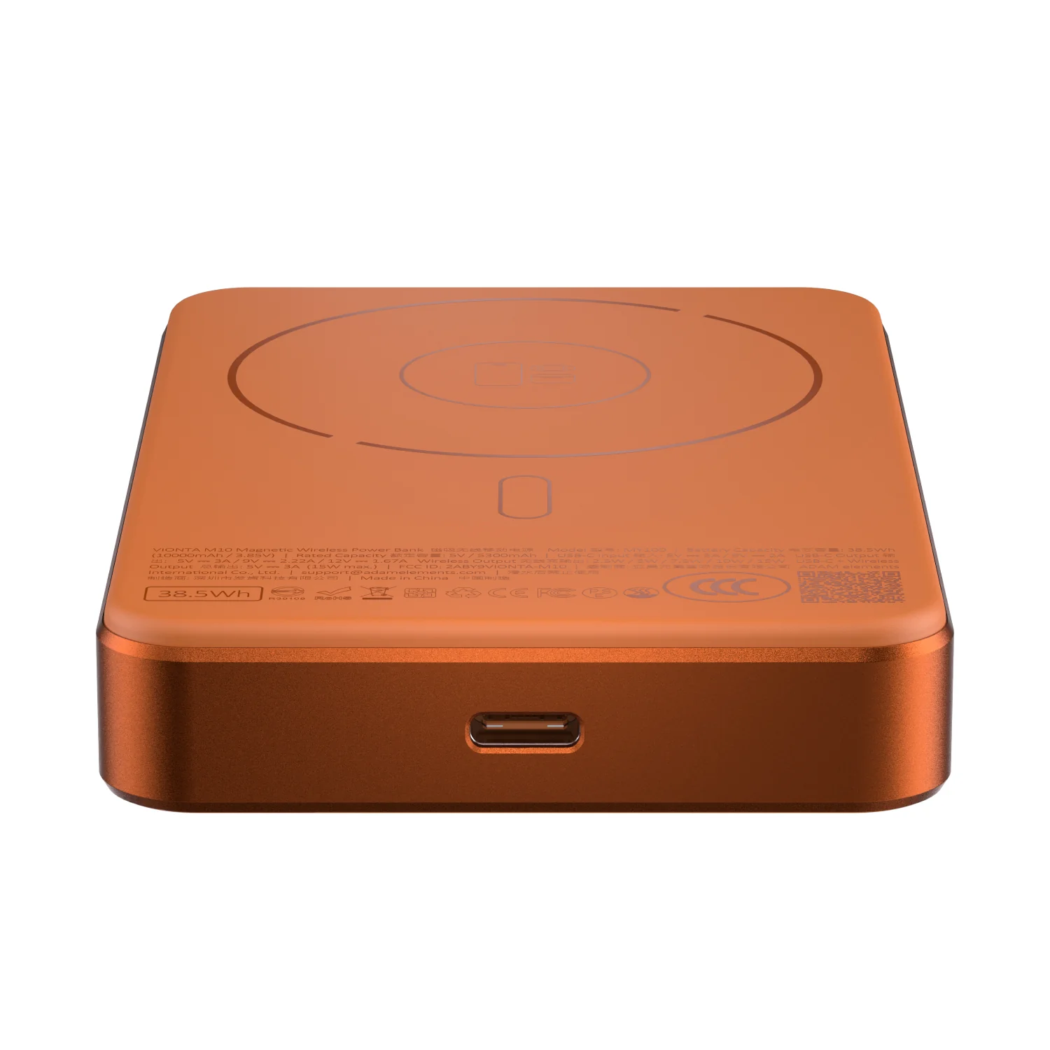 ADAM elements VIONTA M10 10 000 mAh mágneses vezeték nélküli powerbank - narancssárga