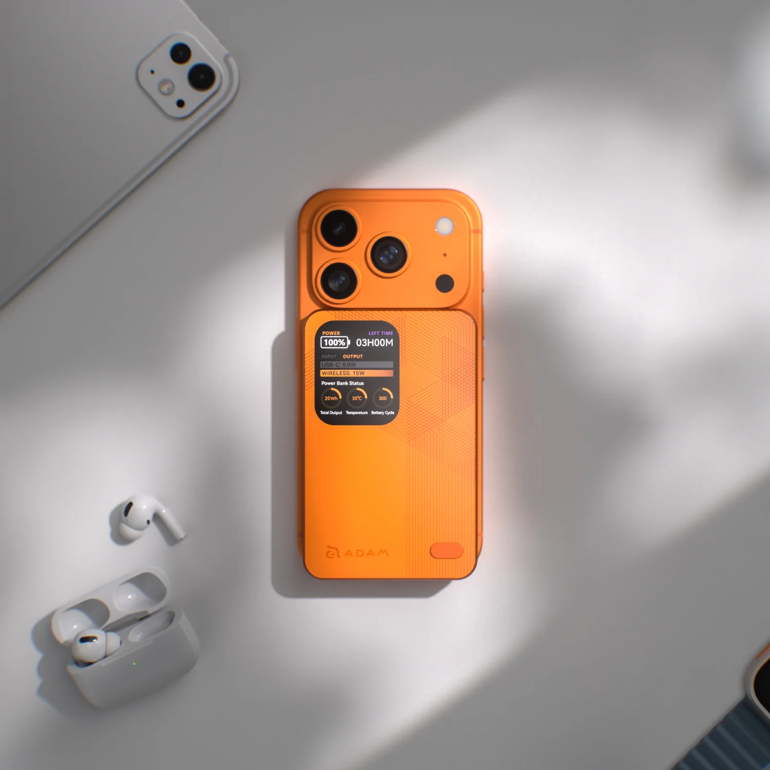 ADAM elements VIONTA M10 10 000 mAh mágneses vezeték nélküli powerbank kijelzővel – Tükörfényes hátlap, alumínium ház