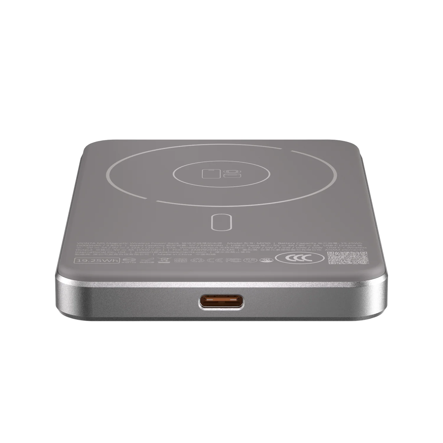 ADAM elements VIONTA M5 5000 mAh mágneses vezeték nélküli powerbank - fehér