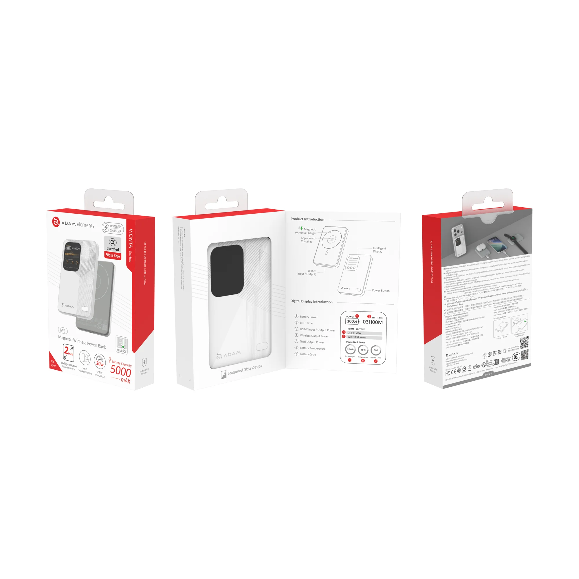 ADAM elements VIONTA M5 5000 mAh mágneses vezeték nélküli powerbank - fehér