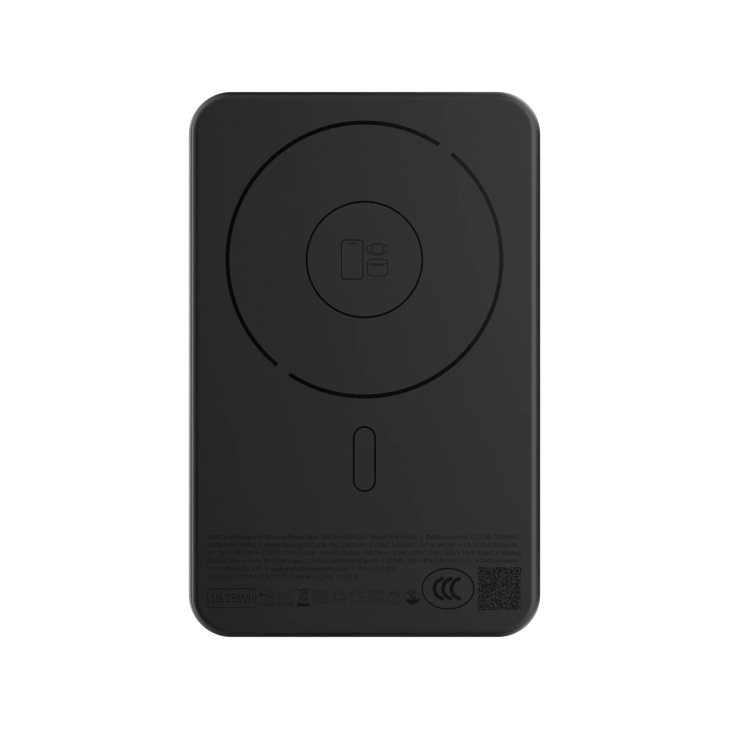 ADAM elements VIONTA M5 5000 mAh mágneses vezeték nélküli powerbank - fekete