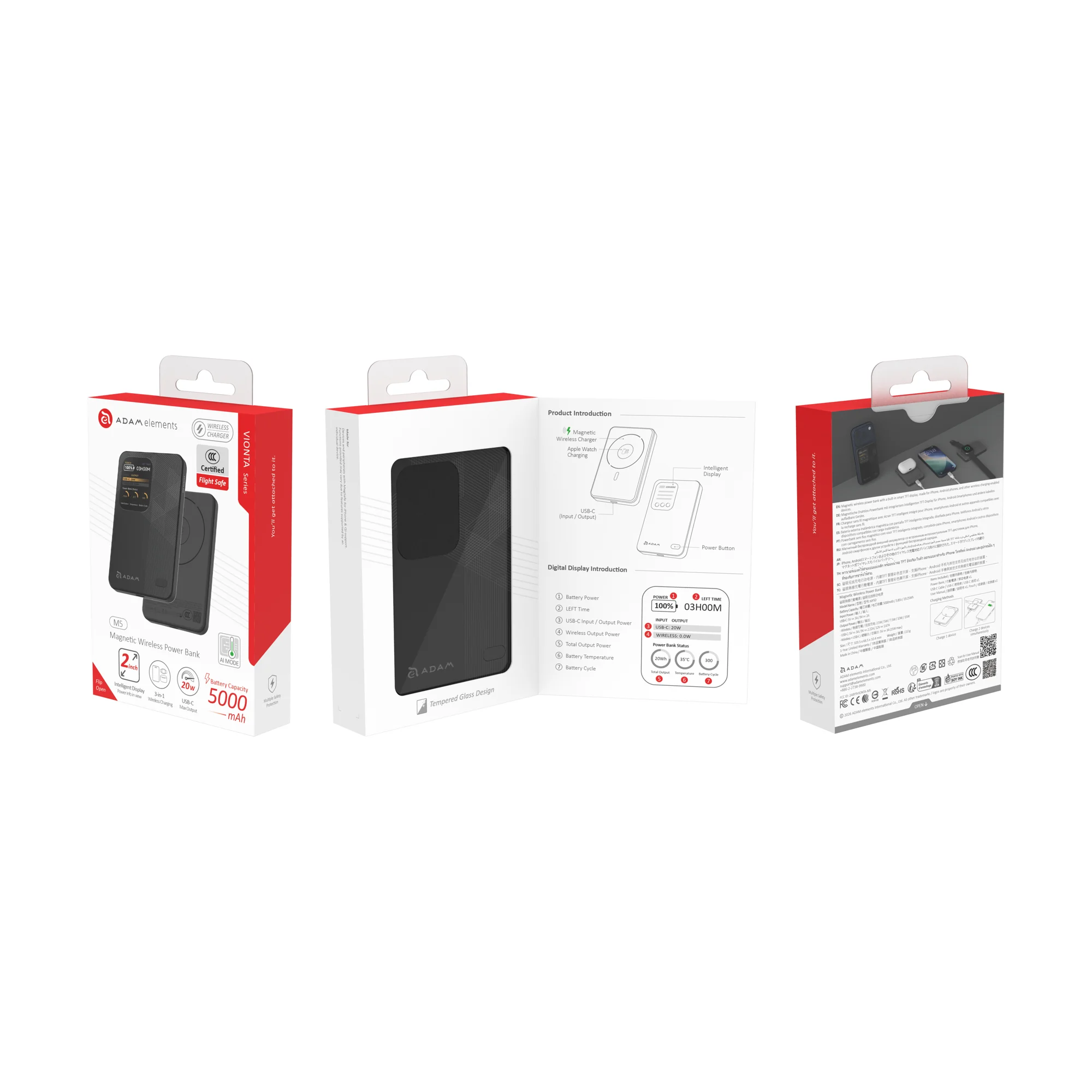 ADAM elements VIONTA M5 5000 mAh mágneses vezeték nélküli powerbank - fekete