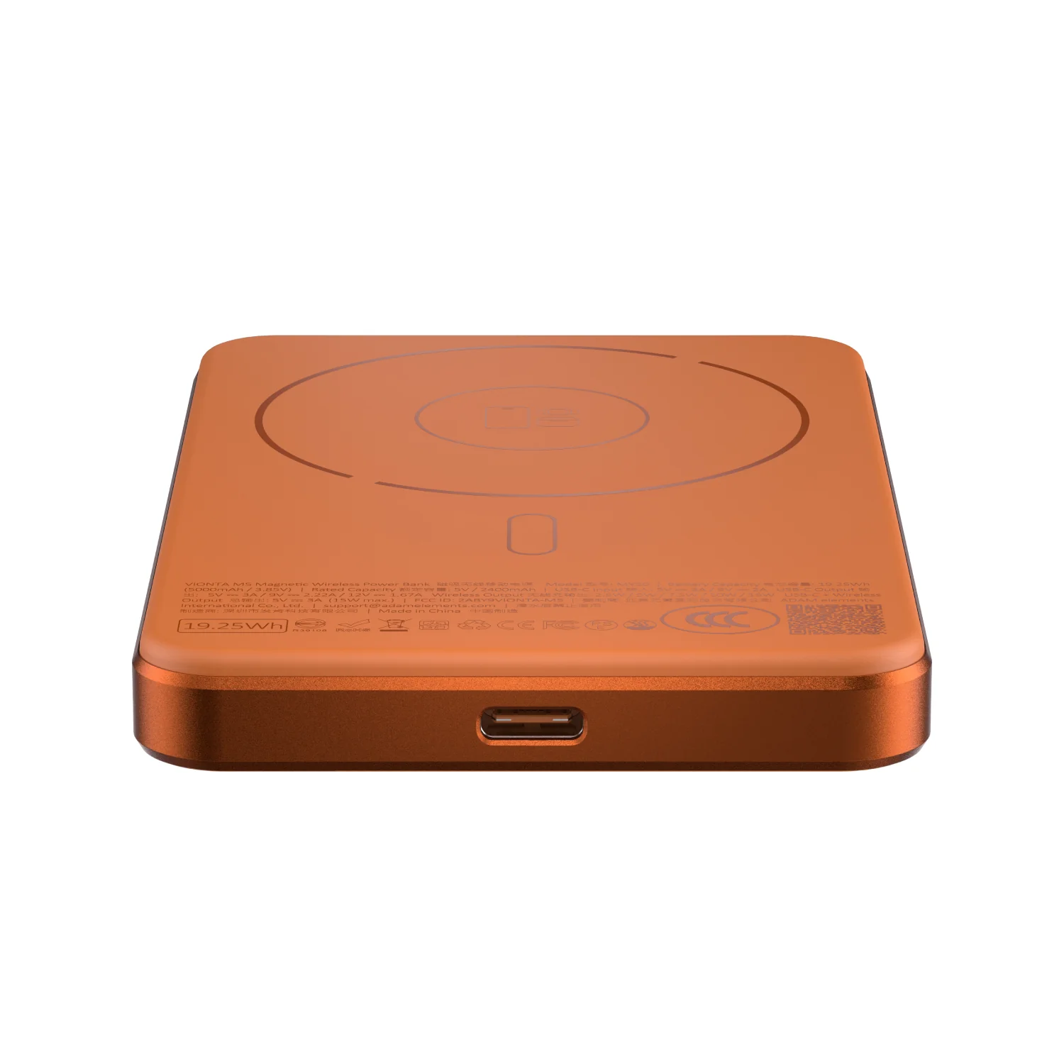 ADAM elements VIONTA M5 5000 mAh mágneses vezeték nélküli powerbank - narancssárga