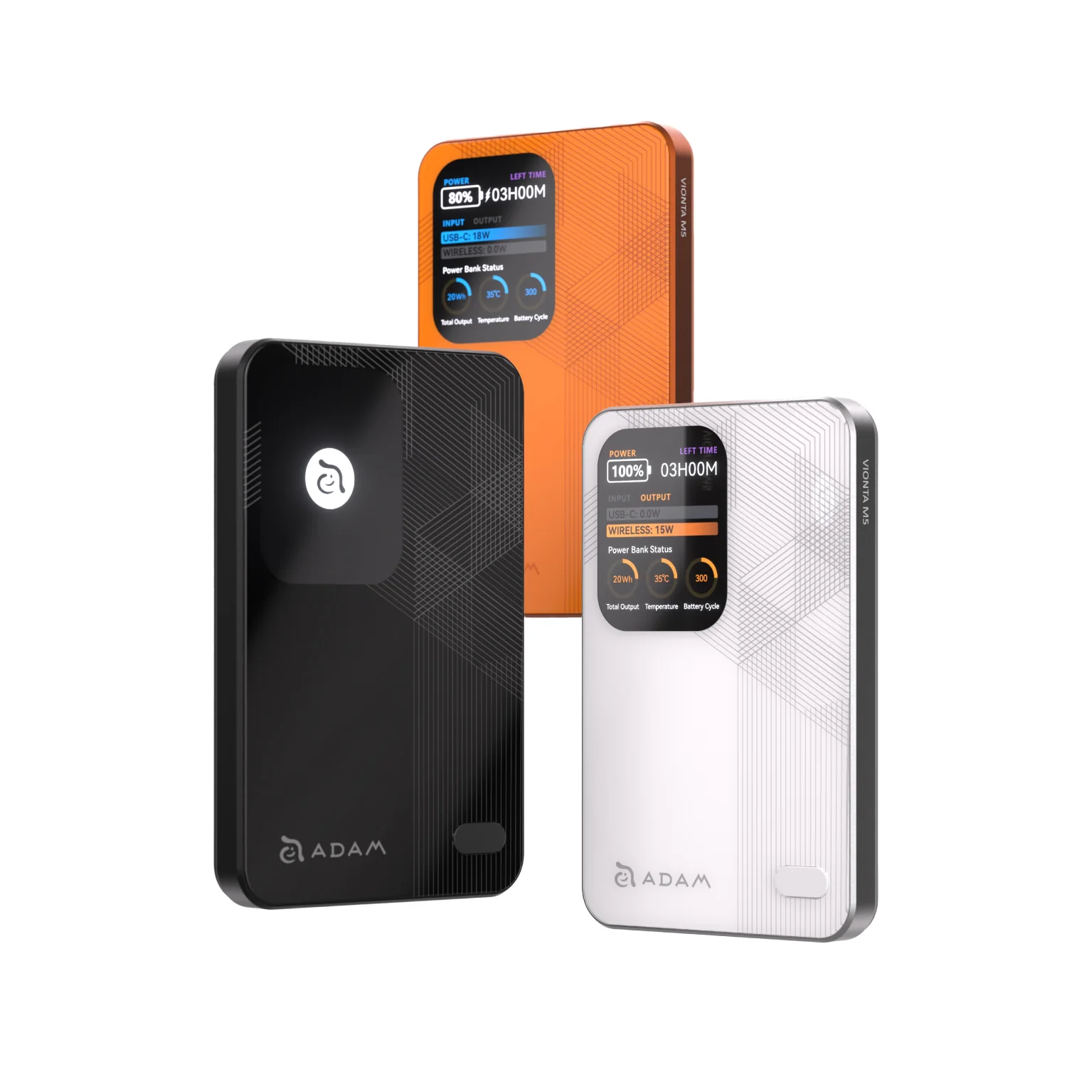 ADAM elements VIONTA M5 5000 mAh mágneses vezeték nélküli powerbank - narancssárga